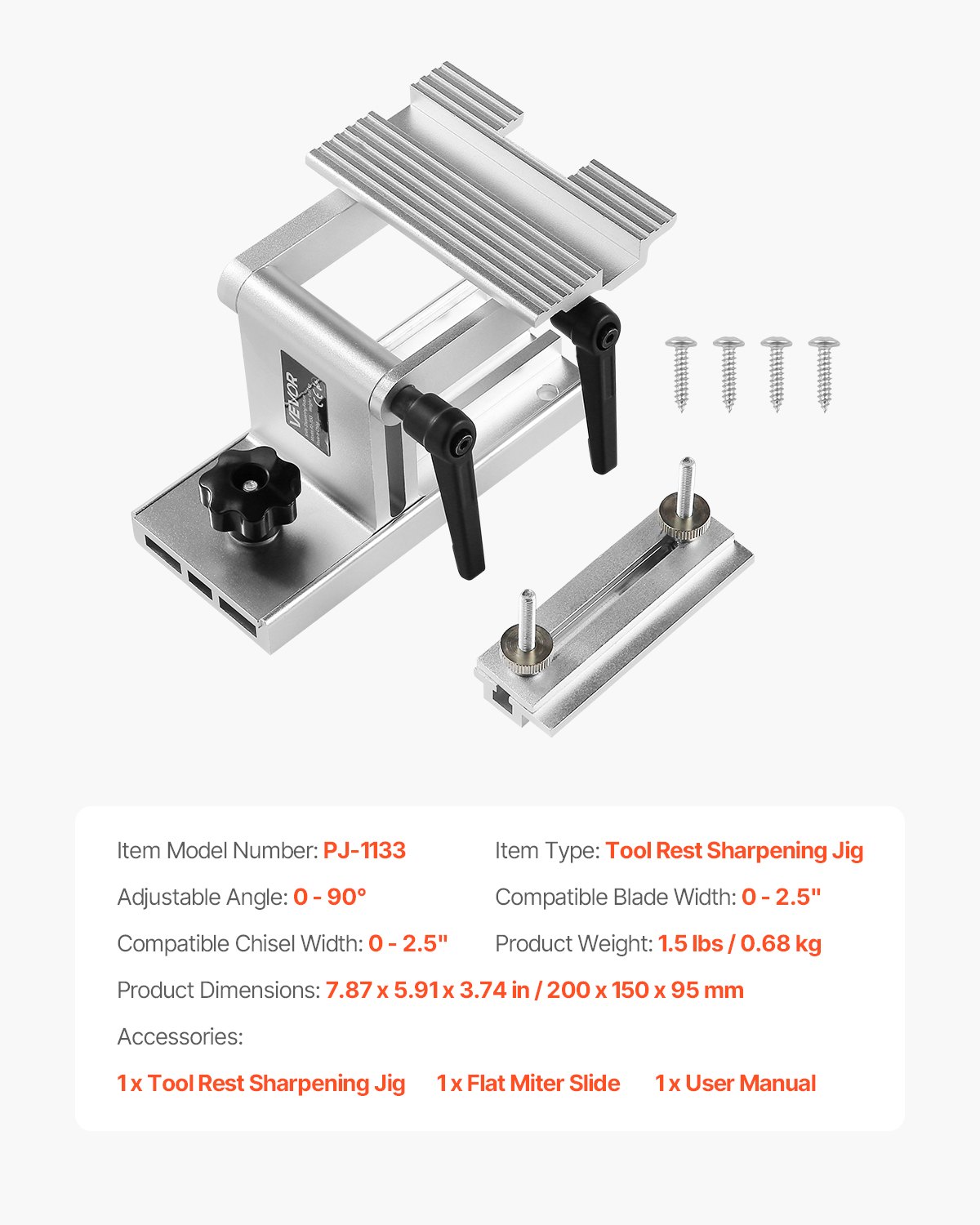 Sharpening Tool Rest Jig, Adjustable Replacement Tool Rest Sharpening Jig for 6