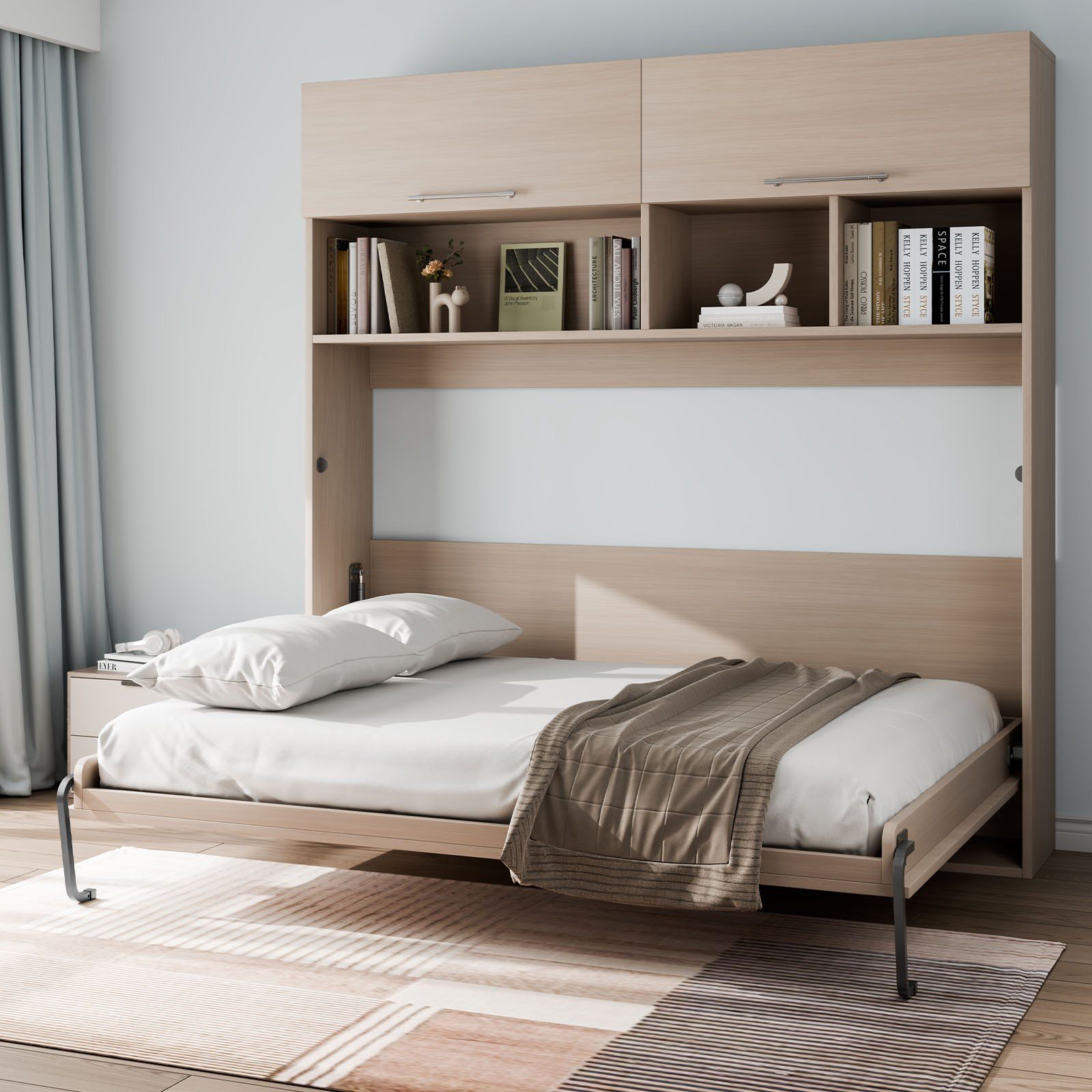 Murphy Bed Kit, Queen Size, Deluxe DIY Wall Bed Mechanical Hardware Kit, Pneumatic Lever Heavy Duty Bed Frame Support, Folding Cabinet Wall Bed Space Saving Design for Guestroom, Easy to Build - Image 8