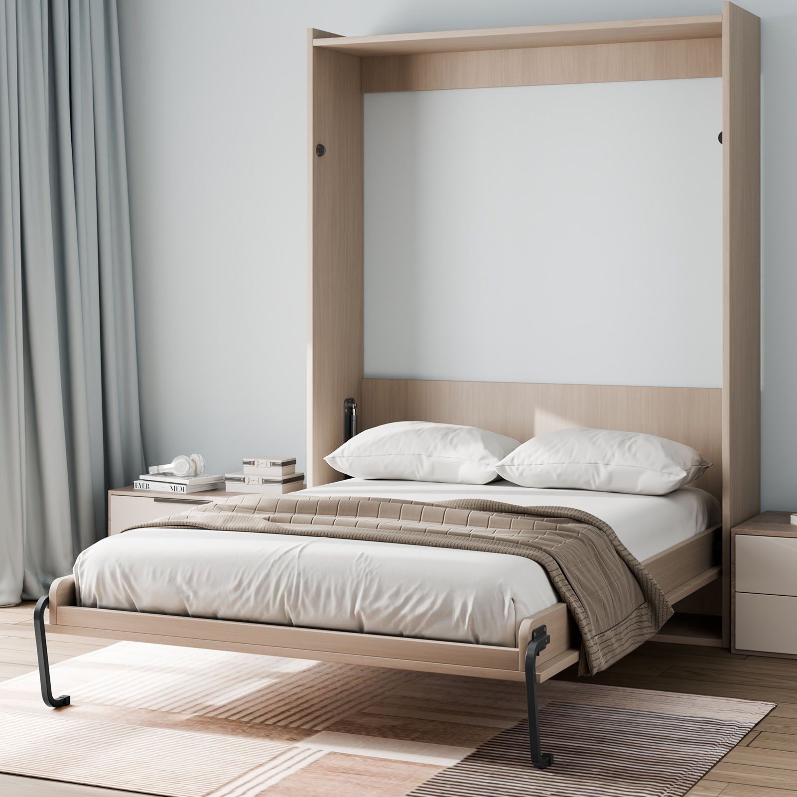 Murphy Bed Kit, Twin Size, Vertical Deluxe DIY Wall Bed Mechanical Hardware Kit, Pneumatic Lever Heavy Duty Bed Frame Support, Folding Cabinet Wall Bed Space Saving Design for Guestroom - Image 8