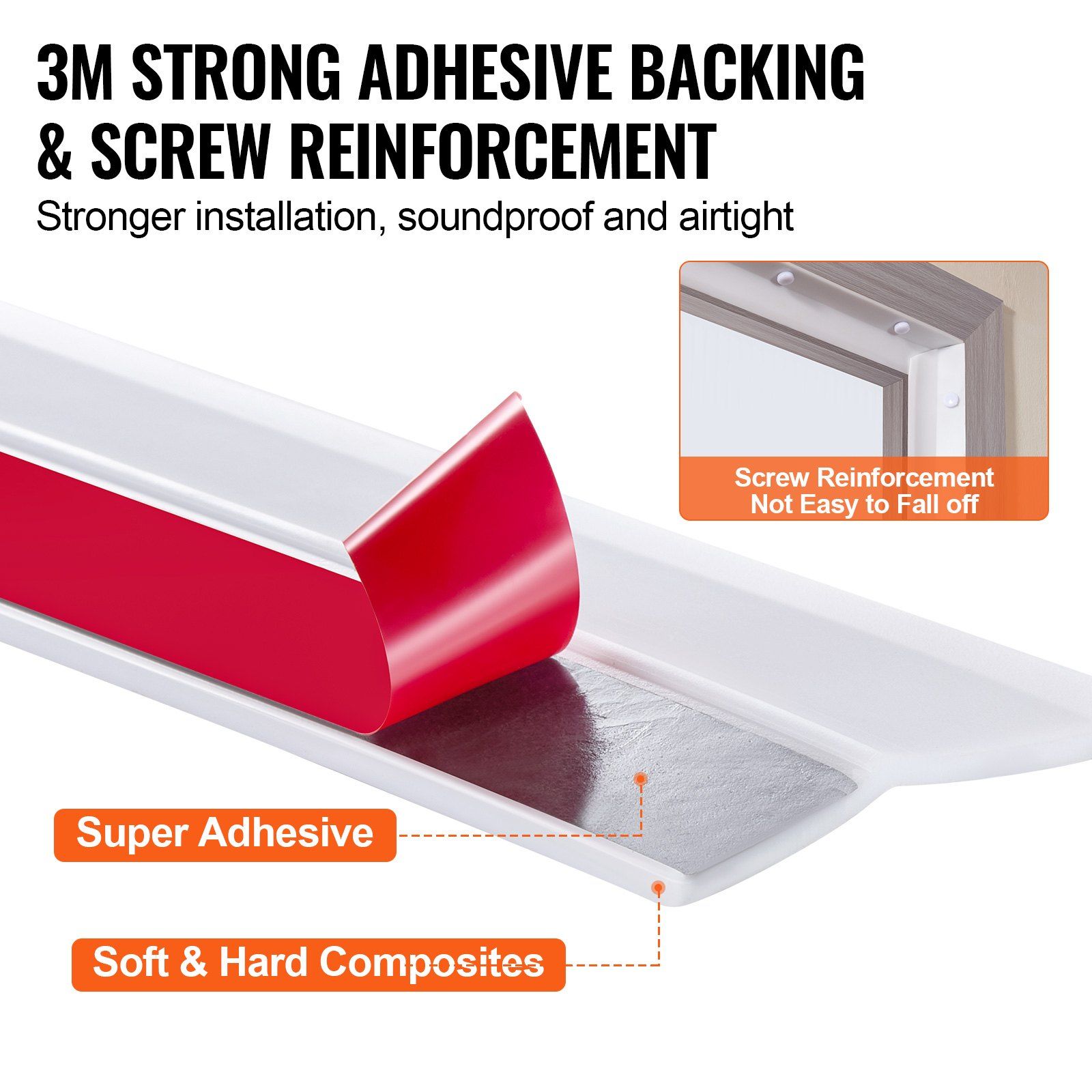 Garage Door Seal Top and Sides Seal Strip, 34 FT Universal Weather Stripping Replacement Soft and Hard Composite, Weatherproofing Garage Door TPE Seals with Adhesive Backed and Screws, White - Image 3