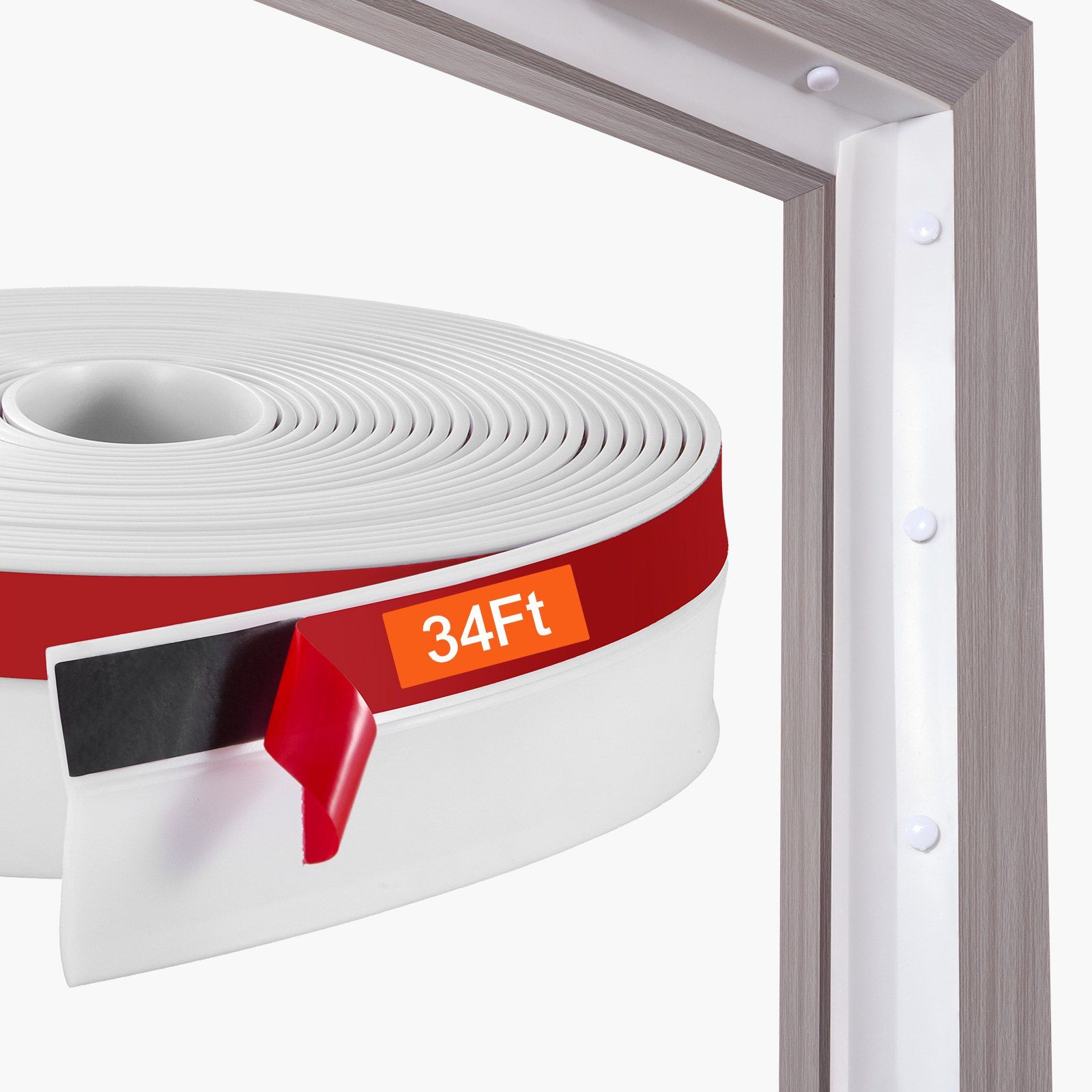 Garage Door Seal Top and Sides Seal Strip, 34 FT Universal Weather Stripping Replacement Soft and Hard Composite, Weatherproofing Garage Door TPE Seals with Adhesive Backed and Screws, White - Image 8