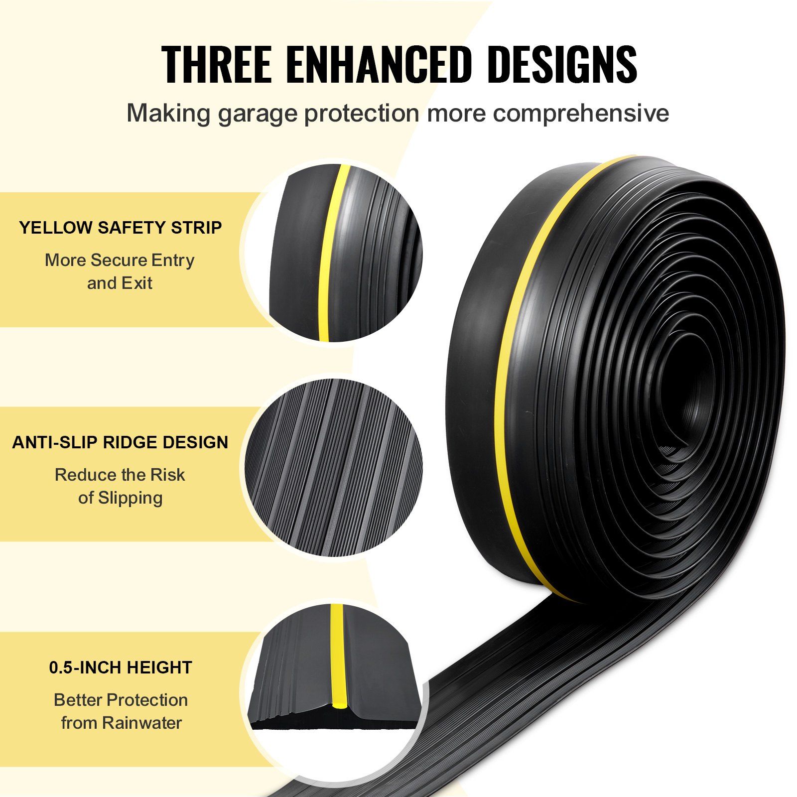 Garage Door Threshold Seal Strip, 16.5 FT Universal Garage Door Floor Seal Strip with Adhesive, Garage Door Bottom Weatherproof Strip, Upgraded Thick PVC DIY Weather Stripping Replacement, Black - Image 3