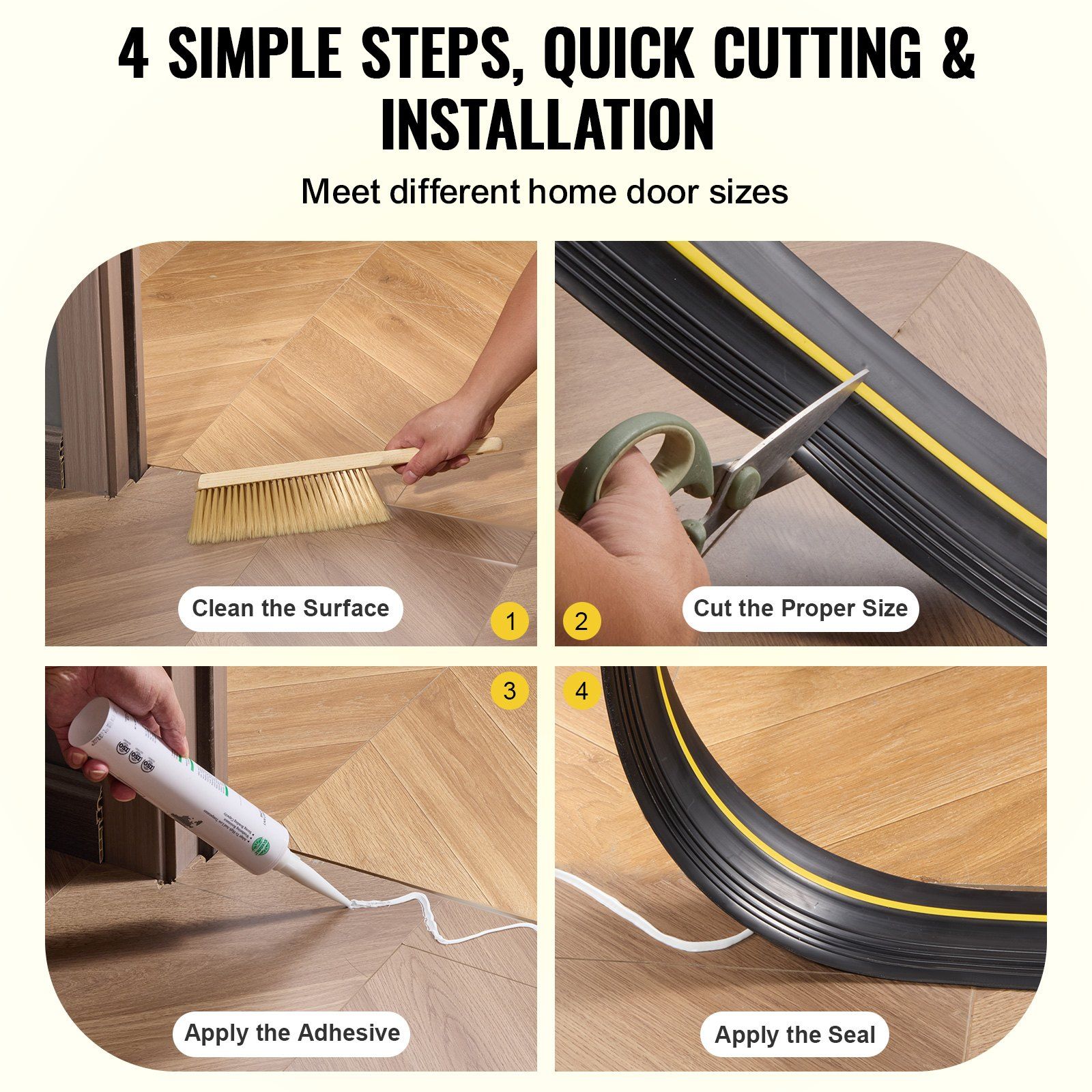 Garage Door Threshold Seal Strip, 16.5 FT Universal Garage Door Floor Seal Strip with Adhesive, Garage Door Bottom Weatherproof Strip, Upgraded Thick PVC DIY Weather Stripping Replacement, Black - Image 6