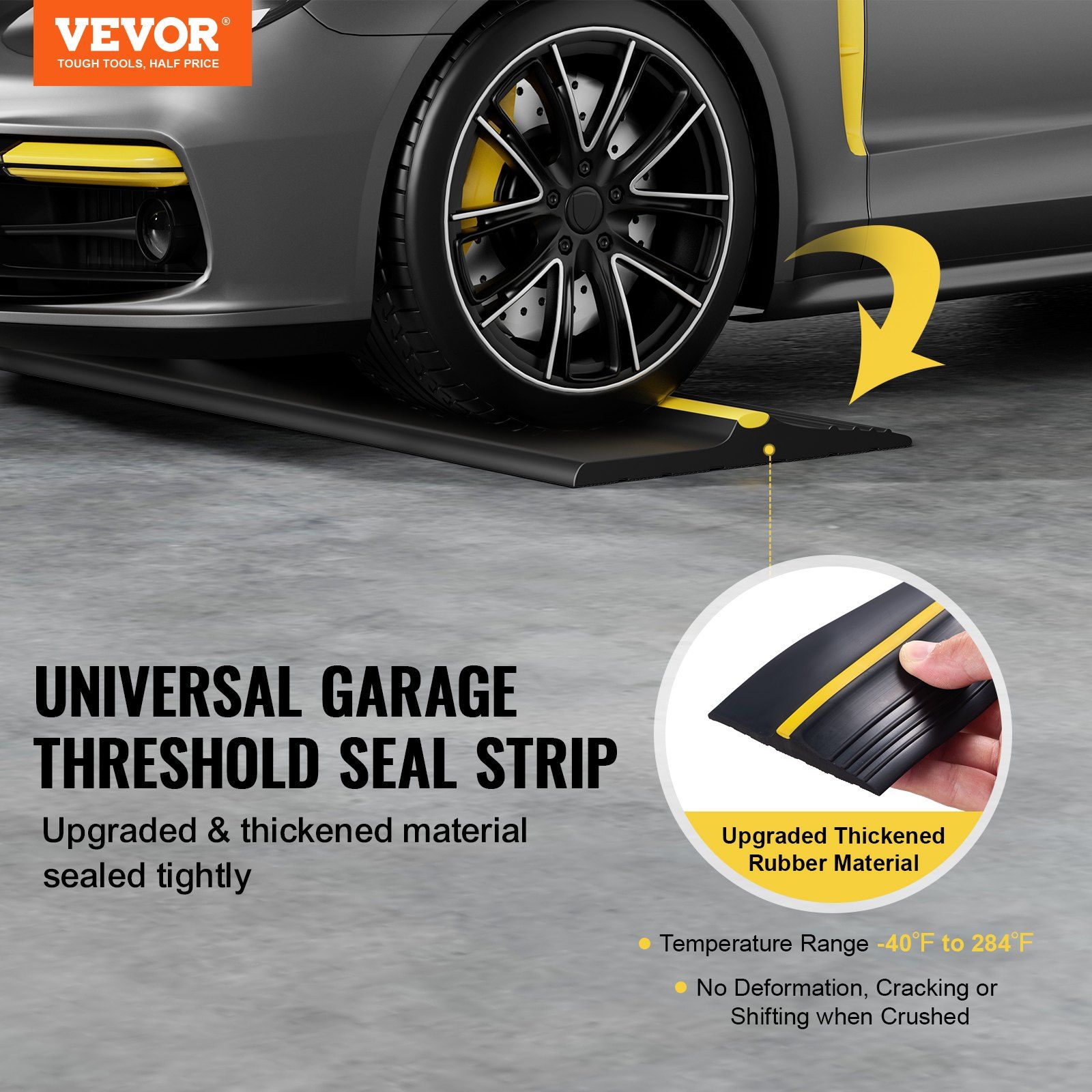 Garage Door Threshold Seal Strip, 20 FT Universal Garage Door Floor Seal Strip with Adhesive, Garage Door Bottom Weatherproof Strip, Upgraded Thick PVC DIY Weather Stripping Replacement, Black - Image 2