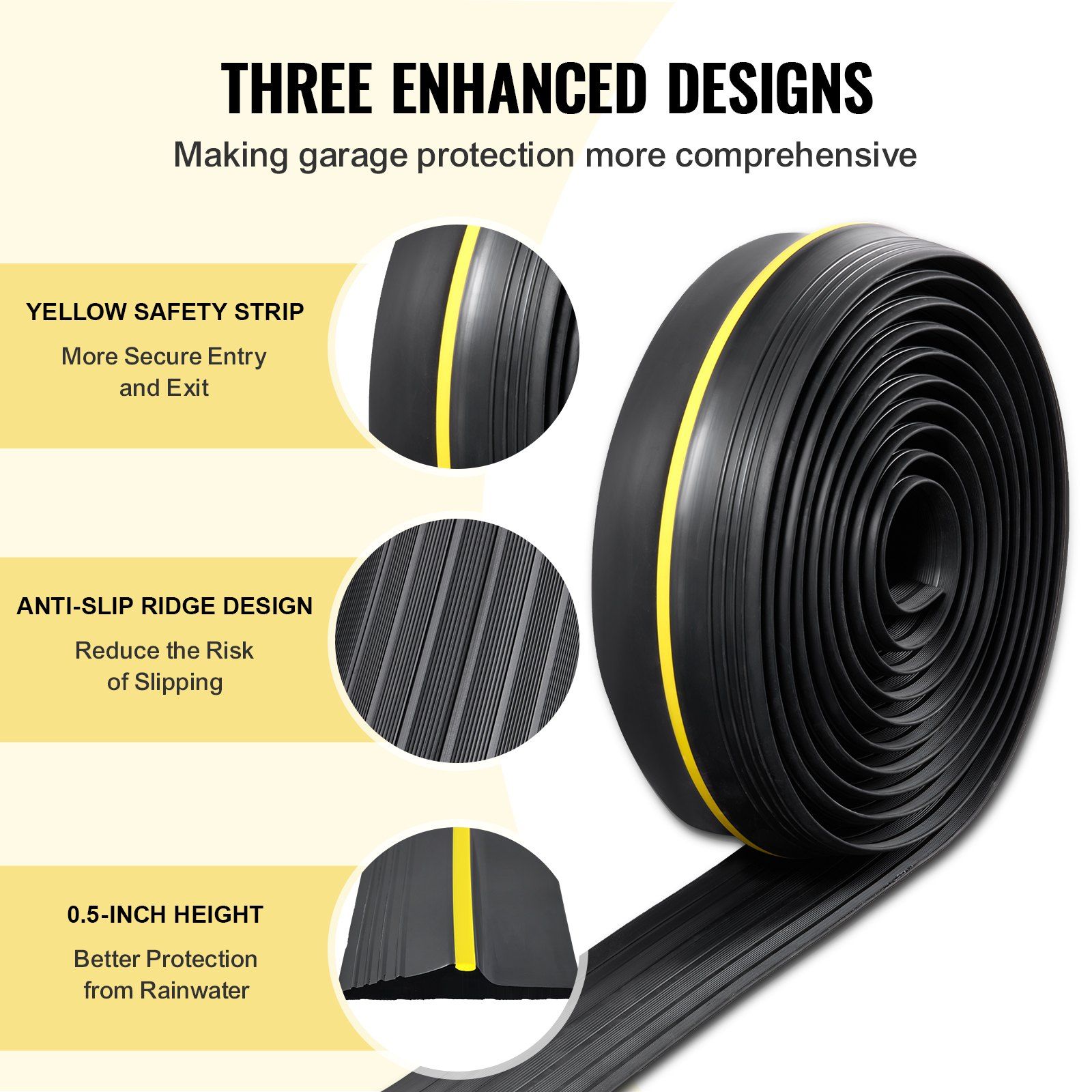 Garage Door Threshold Seal Strip, 20 FT Universal Garage Door Floor Seal Strip with Adhesive, Garage Door Bottom Weatherproof Strip, Upgraded Thick PVC DIY Weather Stripping Replacement, Black - Image 3