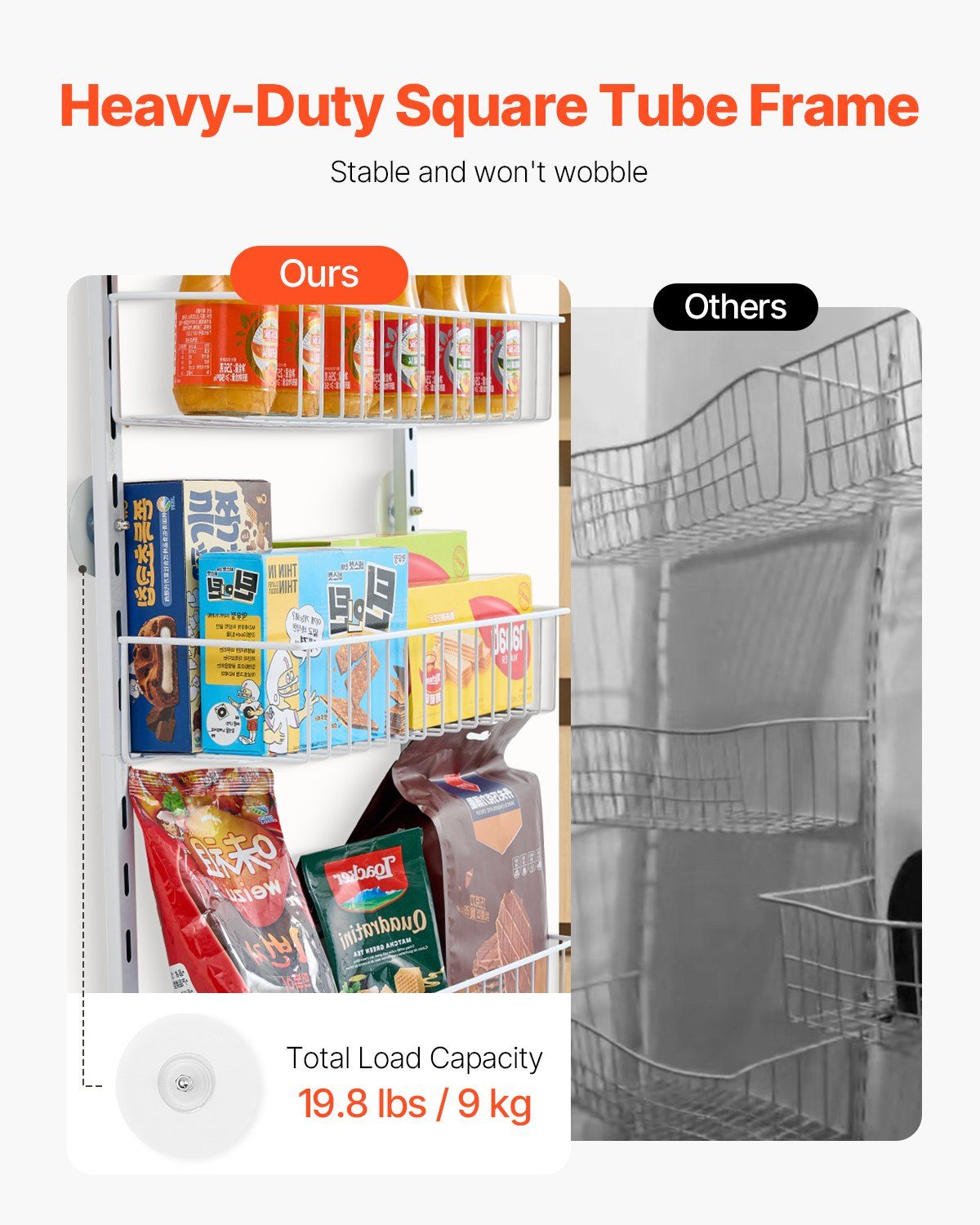 Over the Door Pantry Organizer, 6-Tier Pantry Organization and Storage, Heavy-Duty Steel Hanging Spice Rack, Adjustable Wall Seasoning Shelves, for Home Kitchen Laundry Room Bathroom, White - Image 4