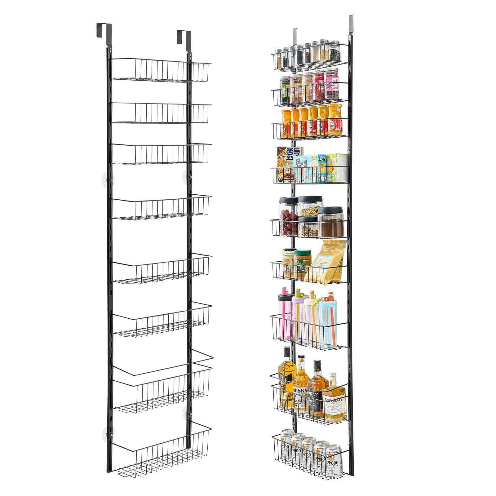 Over the Door Pantry Organizer, 9-Tier Pantry Organization and Storage, Heavy-Duty Steel Hanging Spice Rack, Adjustable Wall Seasoning Shelves, for Home Kitchen Laundry Room Bathroom, Black - Image 1