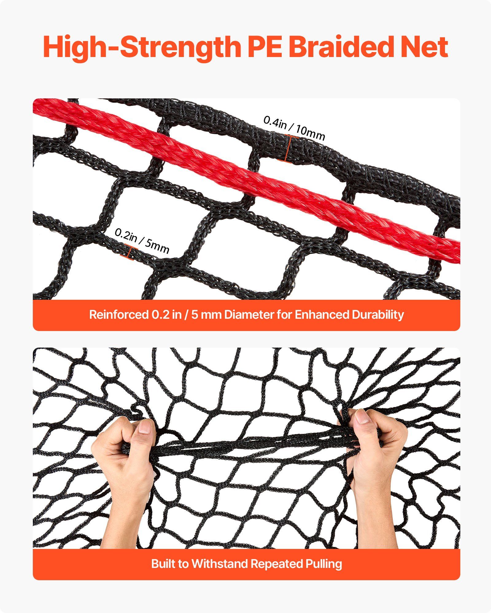 Round Bale Hay Net, 1.8 x 1.8 x 1.8 m, 38.1 x 38.1 mm Holes, PE Material, Knotless Design, with Zip Ties, Needle Shuttle, Repair Twine and Storage Bag, Slow Feeder Round Bale Net for Horses - Image 3