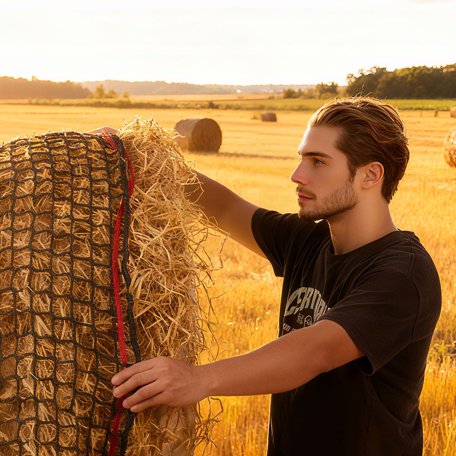 Round Bale Hay Net, 1.8 x 1.8 x 1.8 m, 38.1 x 38.1 mm Holes, PE Material, Knotless Design, with Zip Ties, Needle Shuttle, Repair Twine and Storage Bag, Slow Feeder Round Bale Net for Horses - Image 8