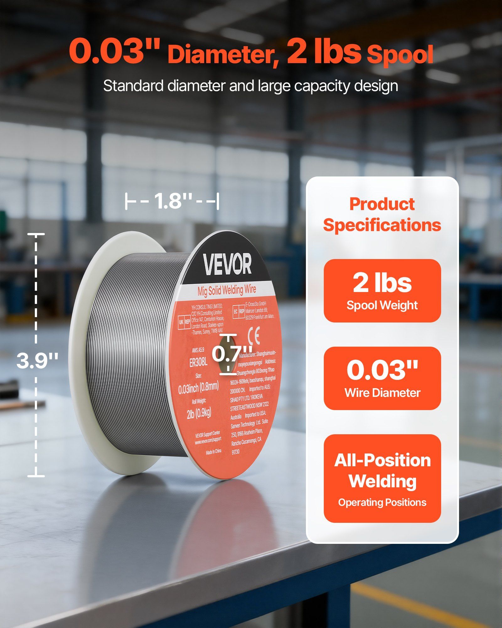 Solid MIG Welding Wire, ER308L 0.8mm 0.9kg, Low Spatter Stainless Steel Welding Wire with High Feedability for All-Position Gas Shielded Welding - Image 2