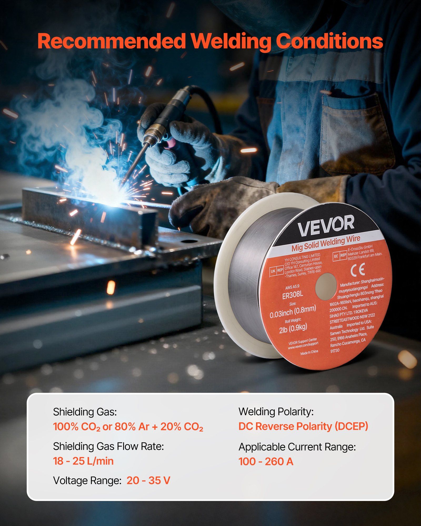 Solid MIG Welding Wire, ER308L 0.8mm 0.9kg, Low Spatter Stainless Steel Welding Wire with High Feedability for All-Position Gas Shielded Welding - Image 6
