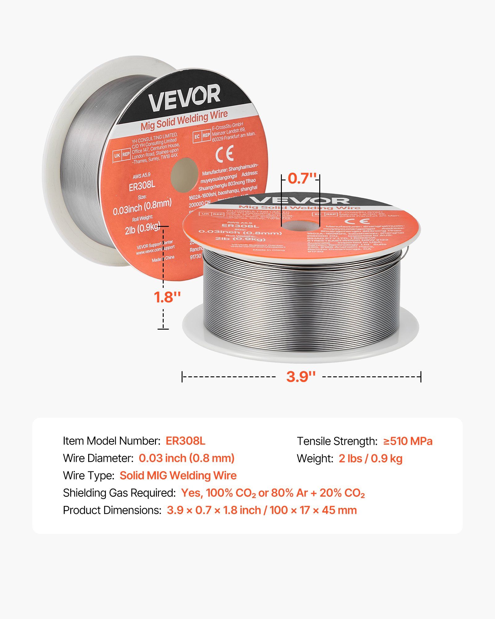 Solid MIG Welding Wire, ER308L 0.8mm 0.9kg, Low Spatter Stainless Steel Welding Wire with High Feedability for All-Position Gas Shielded Welding - Image 7