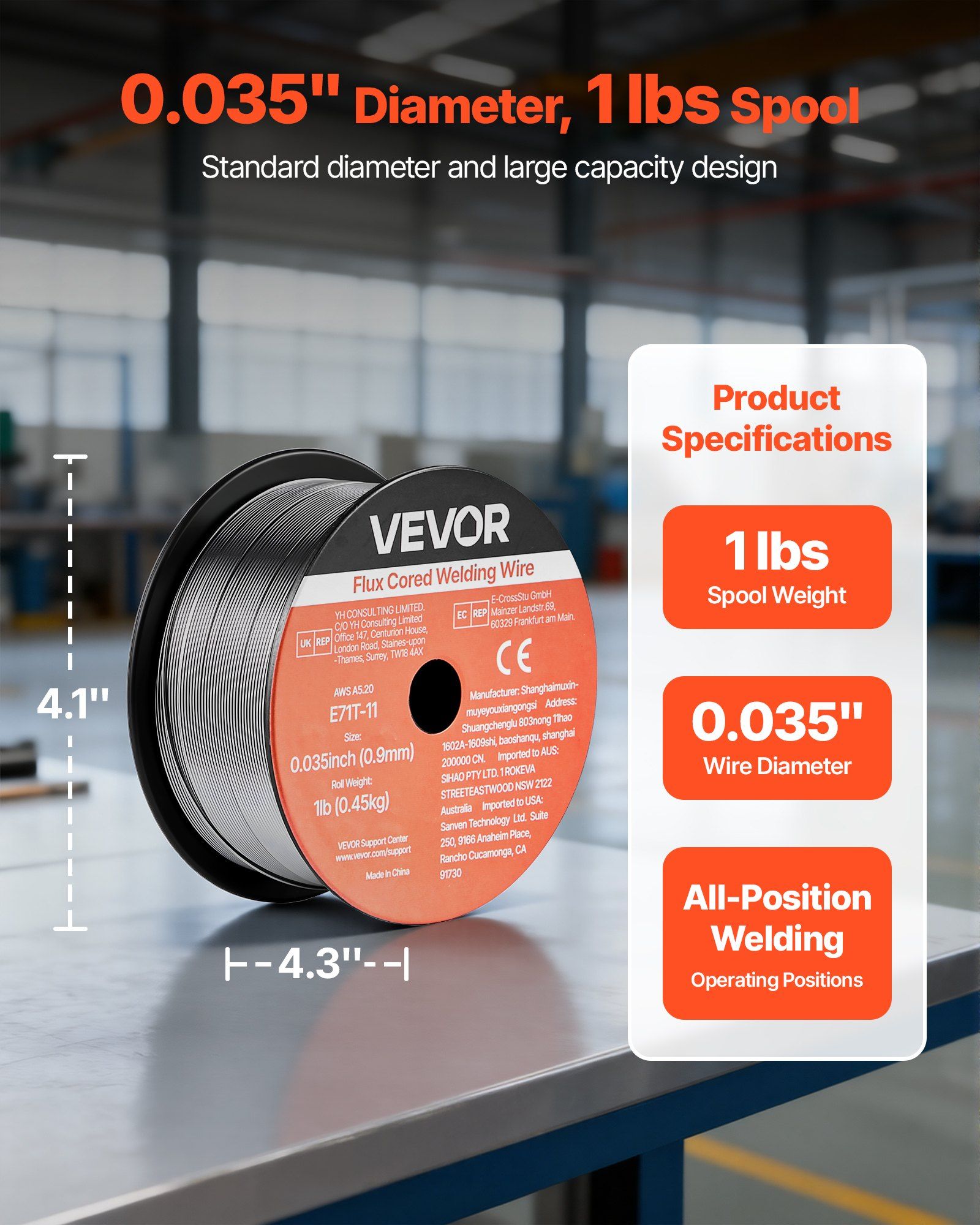 Flux Core MIG Welding Wire, E71T-11 0.9mm 0.45kg, Gasless Mild Steel Welding Wire with Low Spatter for All Position Arc Welding, Self-Shielded for Outdoor Use (Pack of 2 Rolls) - Image 2