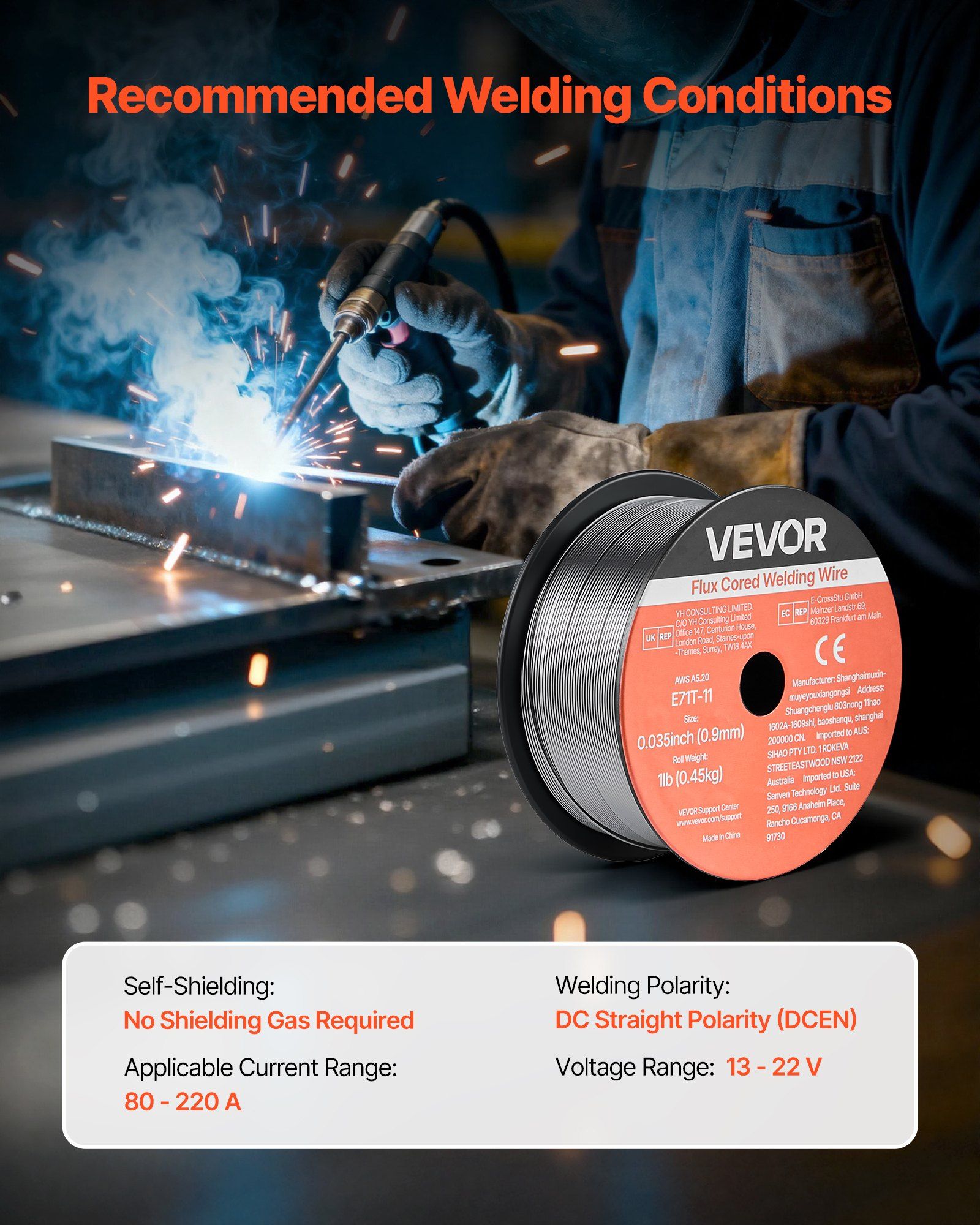 Flux Core MIG Welding Wire, E71T-11 0.9mm 0.45kg, Gasless Mild Steel Welding Wire with Low Spatter for All Position Arc Welding, Self-Shielded for Outdoor Use (Pack of 2 Rolls) - Image 6