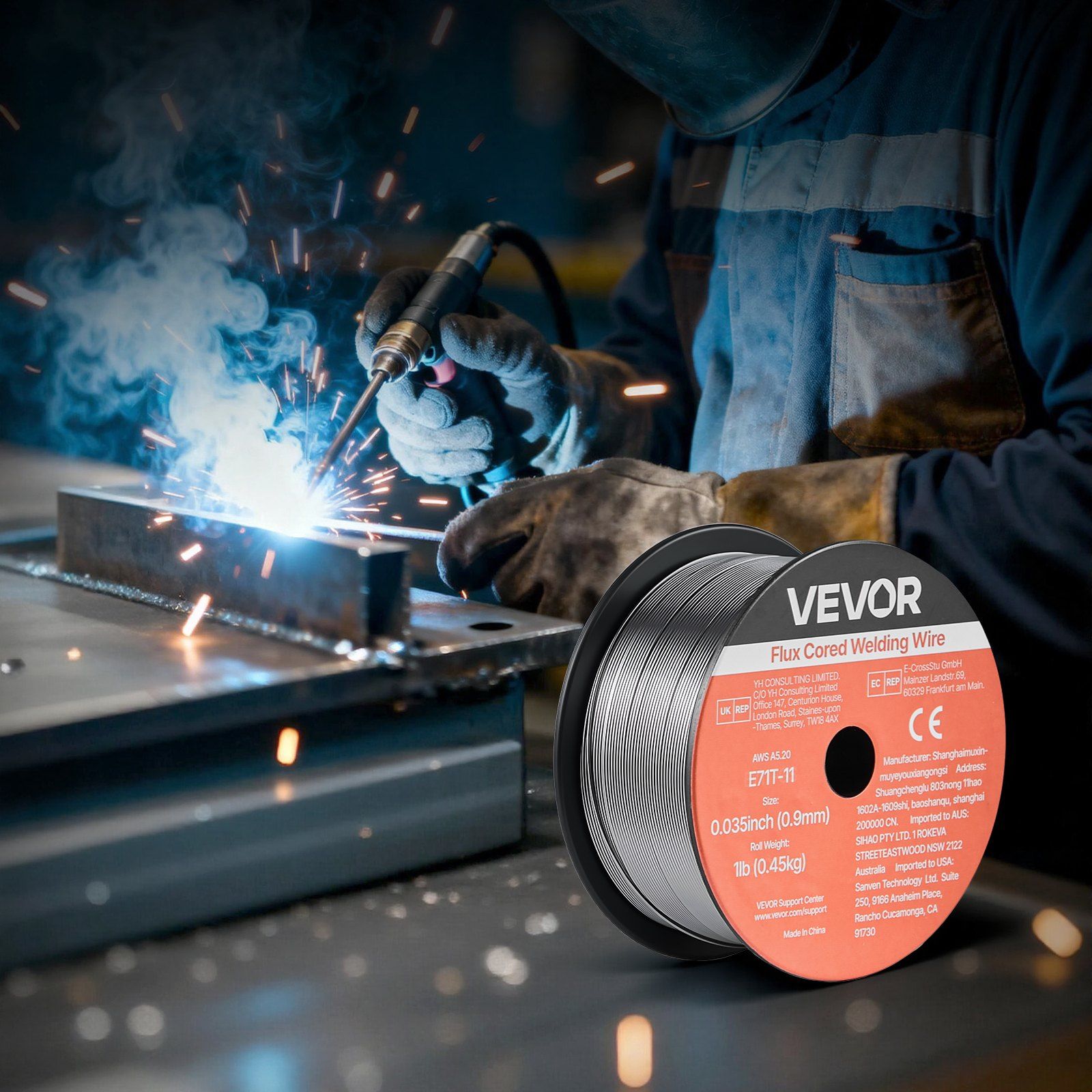 Flux Core MIG Welding Wire, E71T-11 0.9mm 0.45kg, Gasless Mild Steel Welding Wire with Low Spatter for All Position Arc Welding, Self-Shielded for Outdoor Use (Pack of 2 Rolls) - Image 8