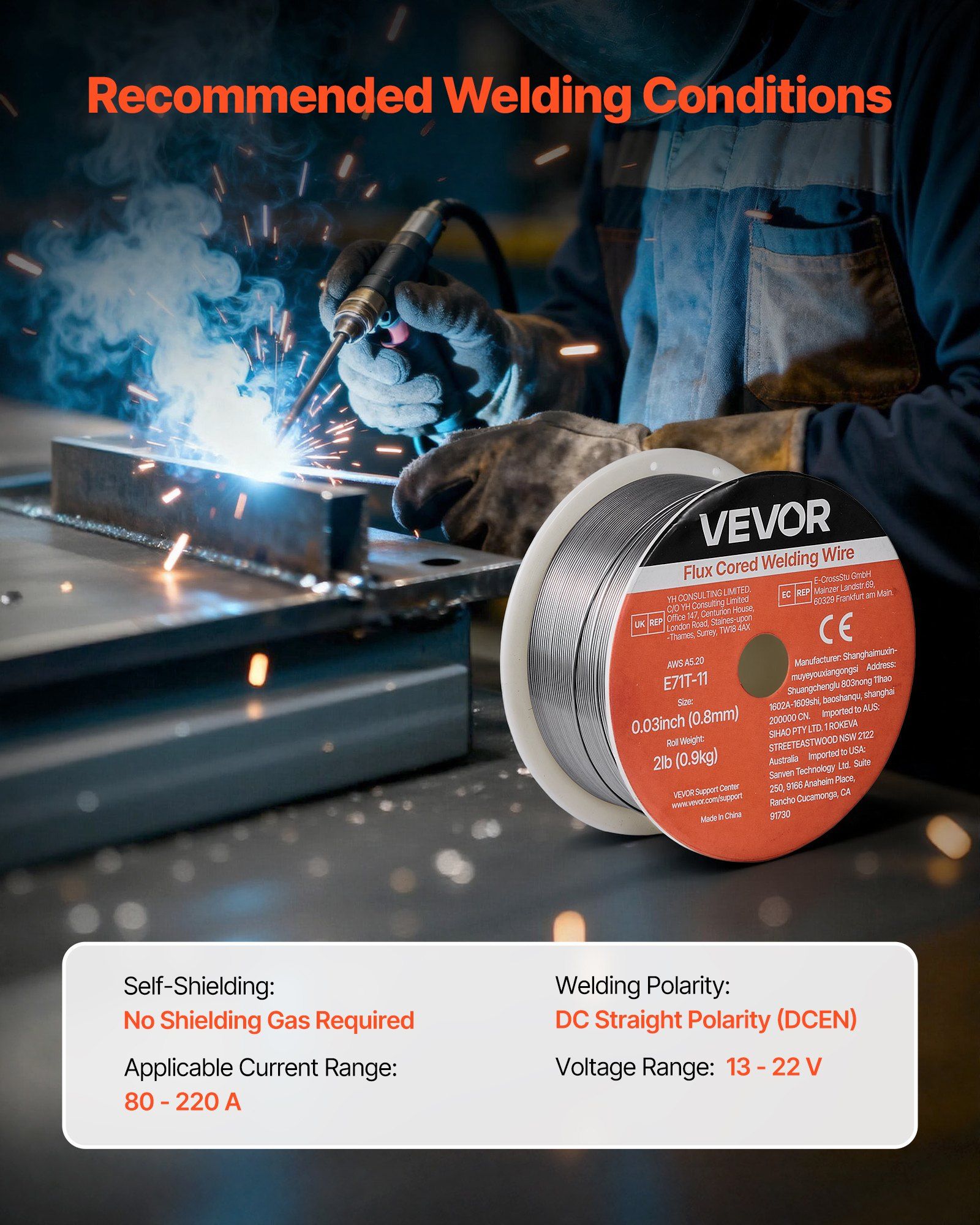 Flux Core MIG Welding Wire, E71T-11 0.8mm 0.9kg, Gasless Mild Steel Welding Wire with Low Spatter for All Position Arc Welding, Self-Shielded for Outdoor Use - Image 6