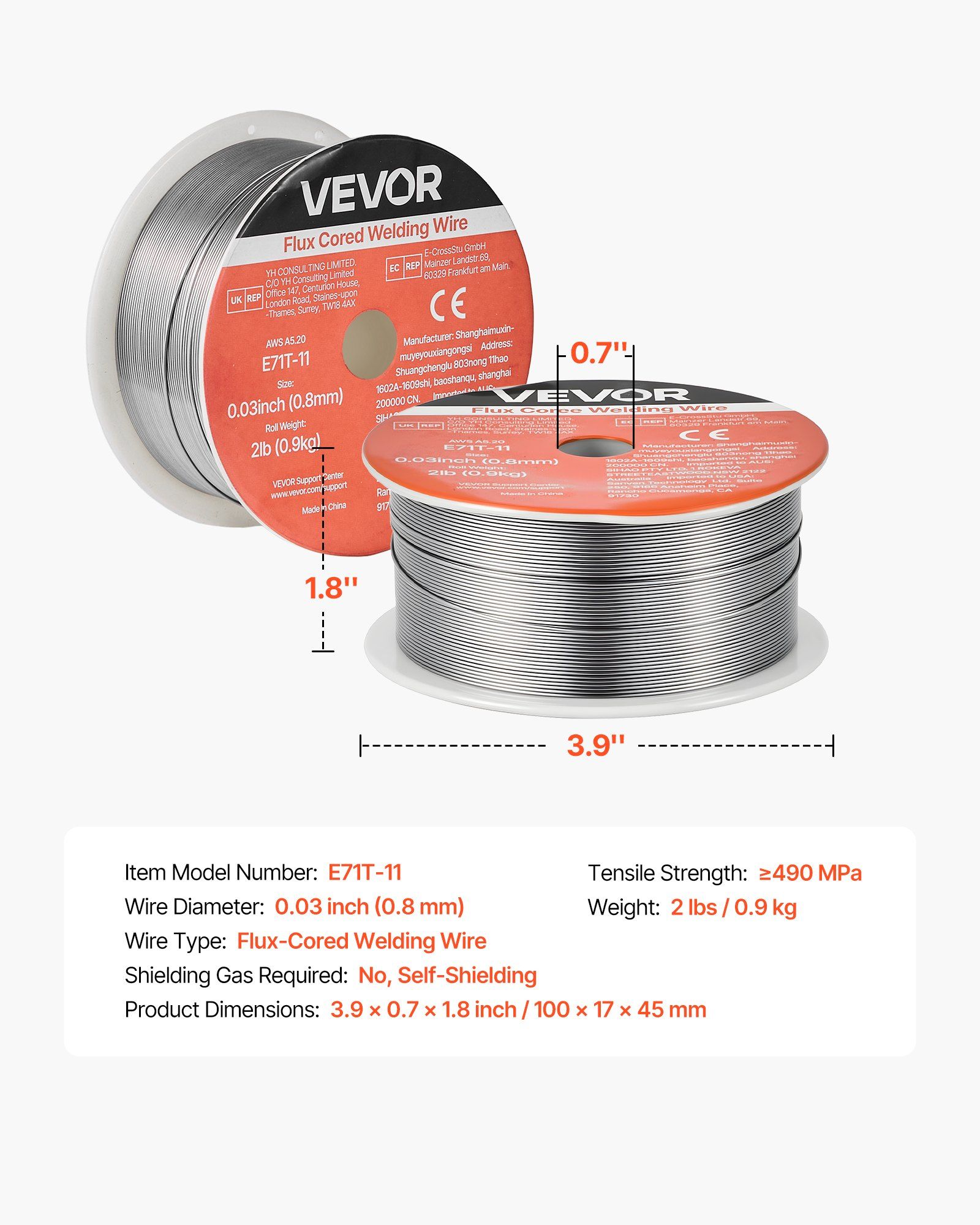 Flux Core MIG Welding Wire, E71T-11 0.8mm 0.9kg, Gasless Mild Steel Welding Wire with Low Spatter for All Position Arc Welding, Self-Shielded for Outdoor Use - Image 7