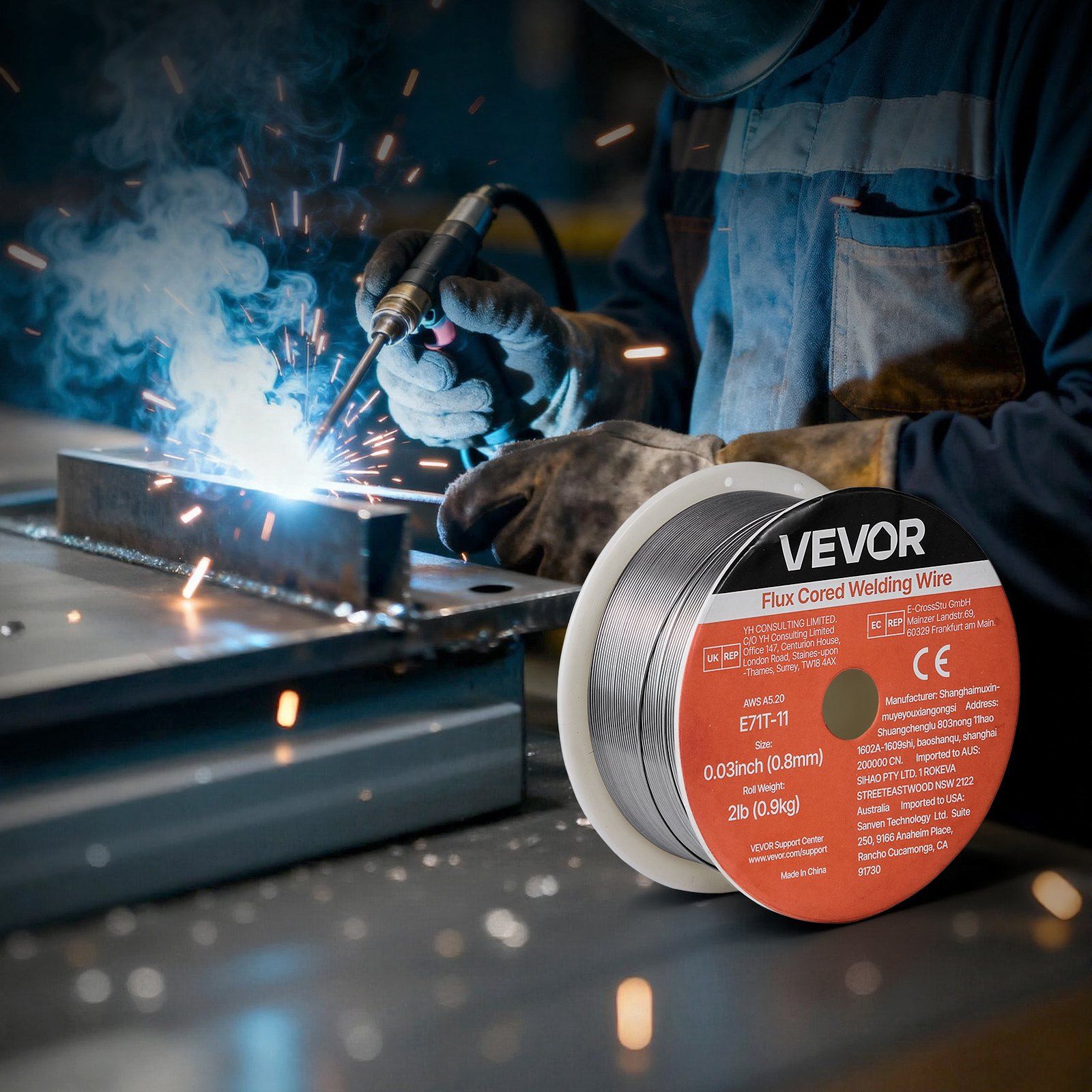 Flux Core MIG Welding Wire, E71T-11 0.8mm 0.9kg, Gasless Mild Steel Welding Wire with Low Spatter for All Position Arc Welding, Self-Shielded for Outdoor Use - Image 8