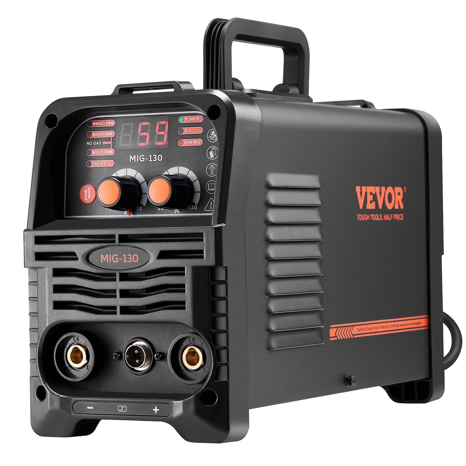 MIG Welder, 130Amp Synergic Mig Welding Machine, 3-in-1 Flux Core MIG/Stick/Lift TIG Multi-Process Welder Machine, Portable Mig Welder with IGBT Inverter Technology & Digital Display Screen - Image 1