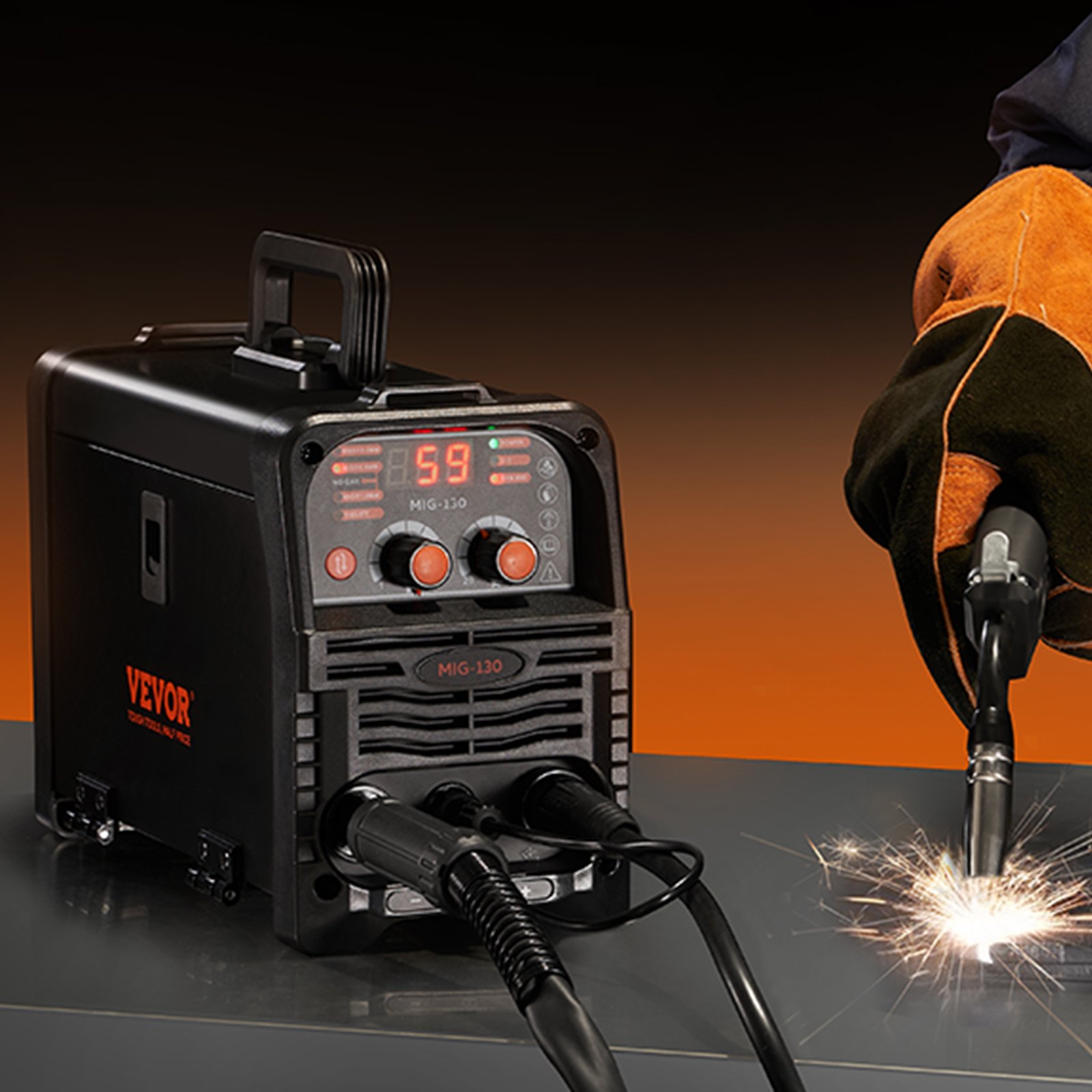 MIG Welder, 130Amp Synergic Mig Welding Machine, 3-in-1 Flux Core MIG/Stick/Lift TIG Multi-Process Welder Machine, Portable Mig Welder with IGBT Inverter Technology & Digital Display Screen - Image 8