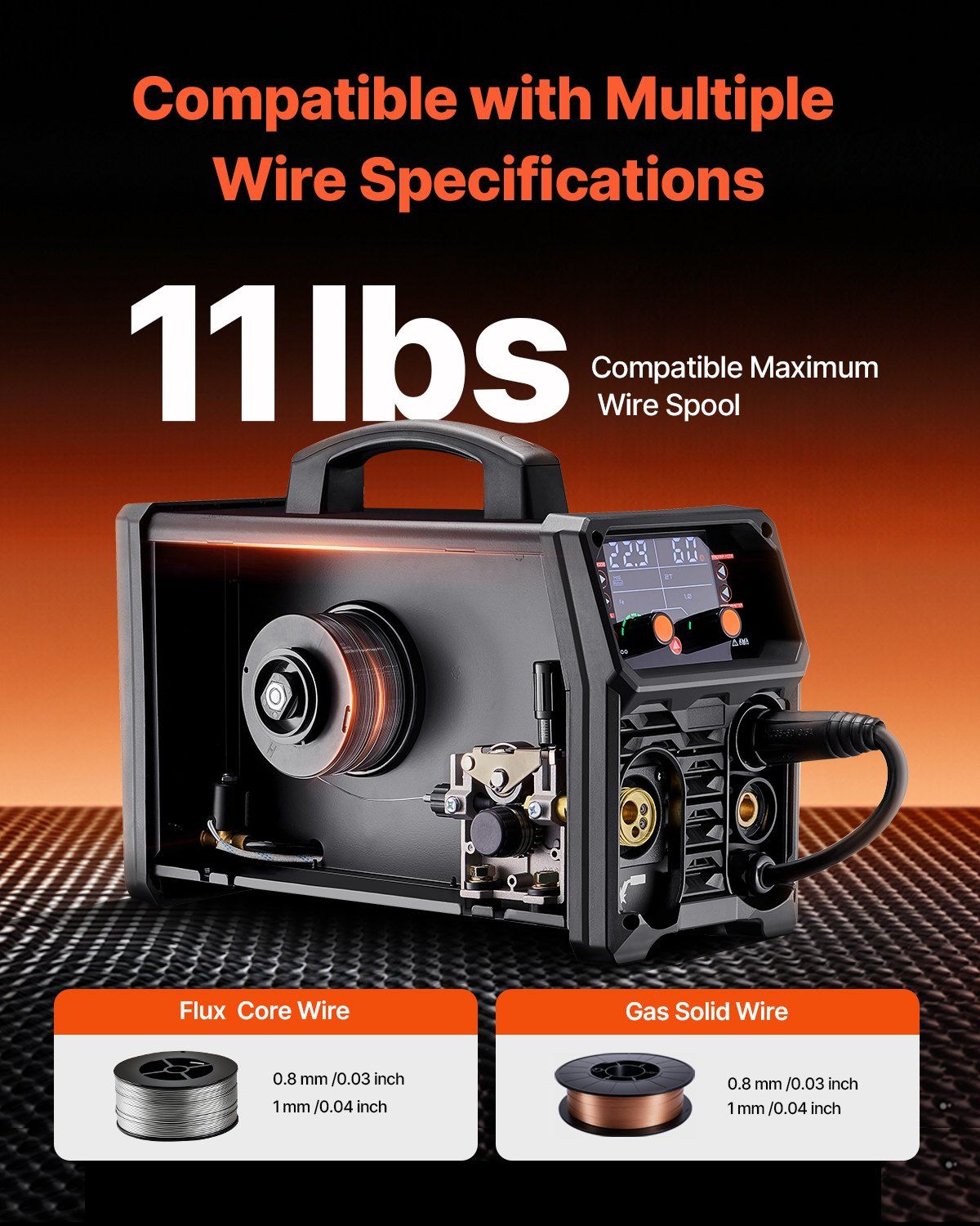 MIG Welder, 200A Synergic Mig Welding Machine, 4-in-1 Gas MIG/Flux Core MIG/Stick/Lift TIG Multi-Process Welder Machine with IGBT Inverter Technology and LCD Screen Display - Image 6