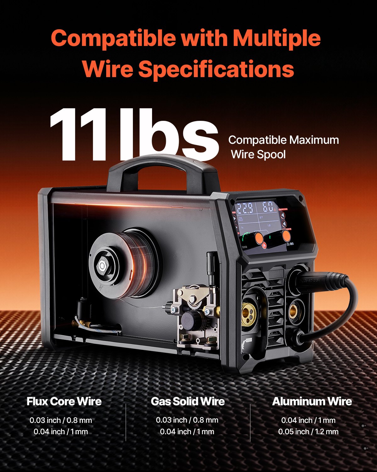 Pro MIG Welder, 250Amp Pluse Mig Welding Machine, 5-in-1 Synergic Welder Machine MIG Pluse/Gas MIG/Flux Core MIG/Stick/Lift TIG with IGBT Inverter Technology and LCD Screen Display - Image 6