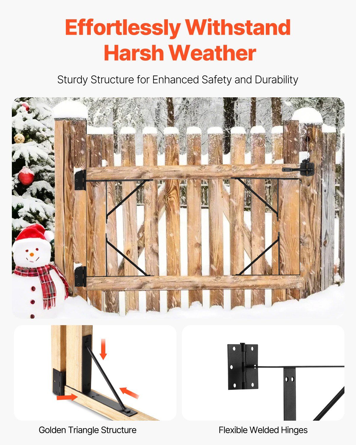 Gate Corner Brace Bracket, Anti Sag Gate Frame Hardware Kit, Gate Frame Brace Bracket with Latch Lock, Latch Lock Rope, for Shed Doors, Corral Gates, Driveway Gates, Stable Gates, Iron, Black - Image 3