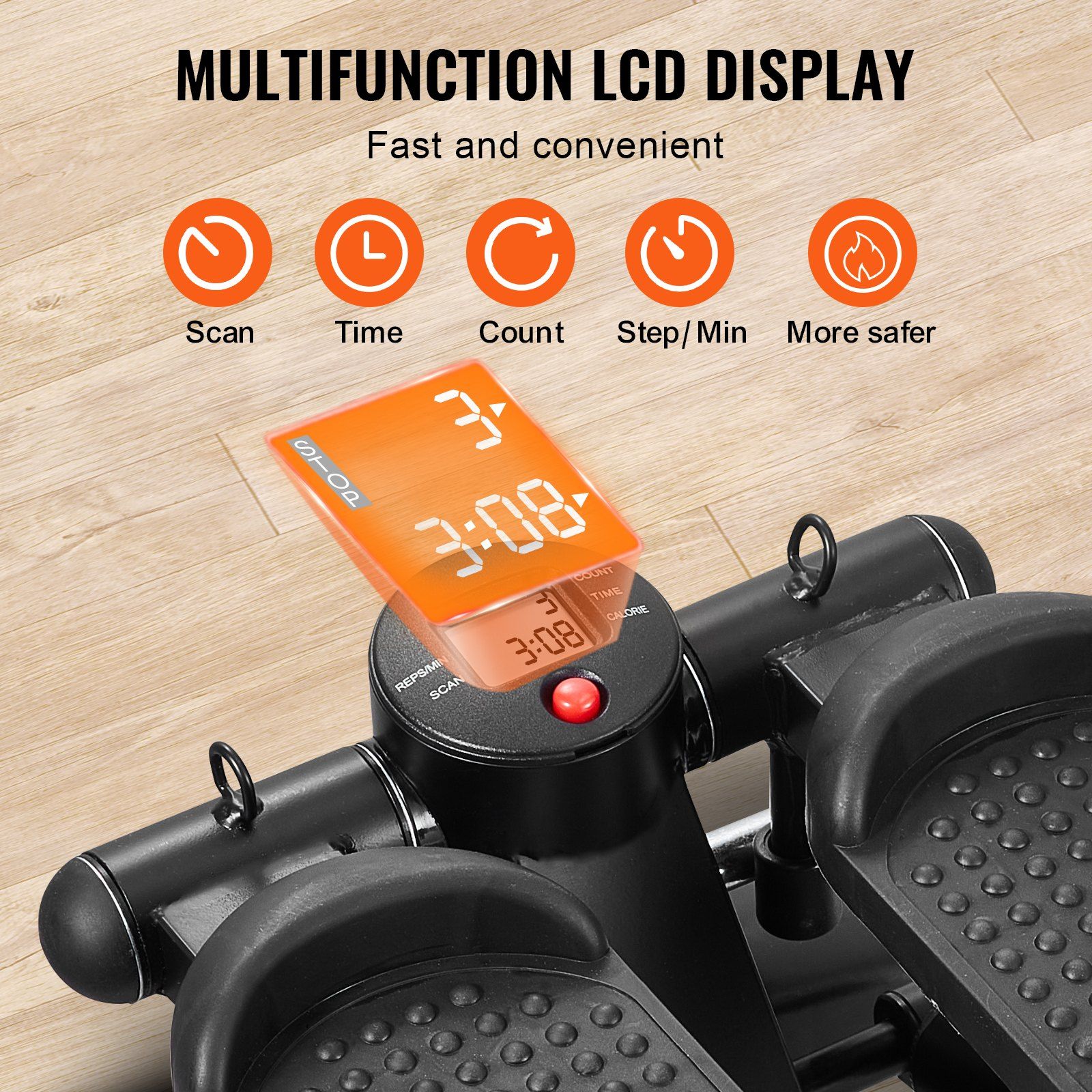 Stair Stepper, Mini Stepper for Exercise at Home, Hydraulic Fitness Stepper with Resistance Bands, Full Body Workout Cardio Equipment, Stair Climber with LCD Monitor, 330LBS Load Capacity - Image 5