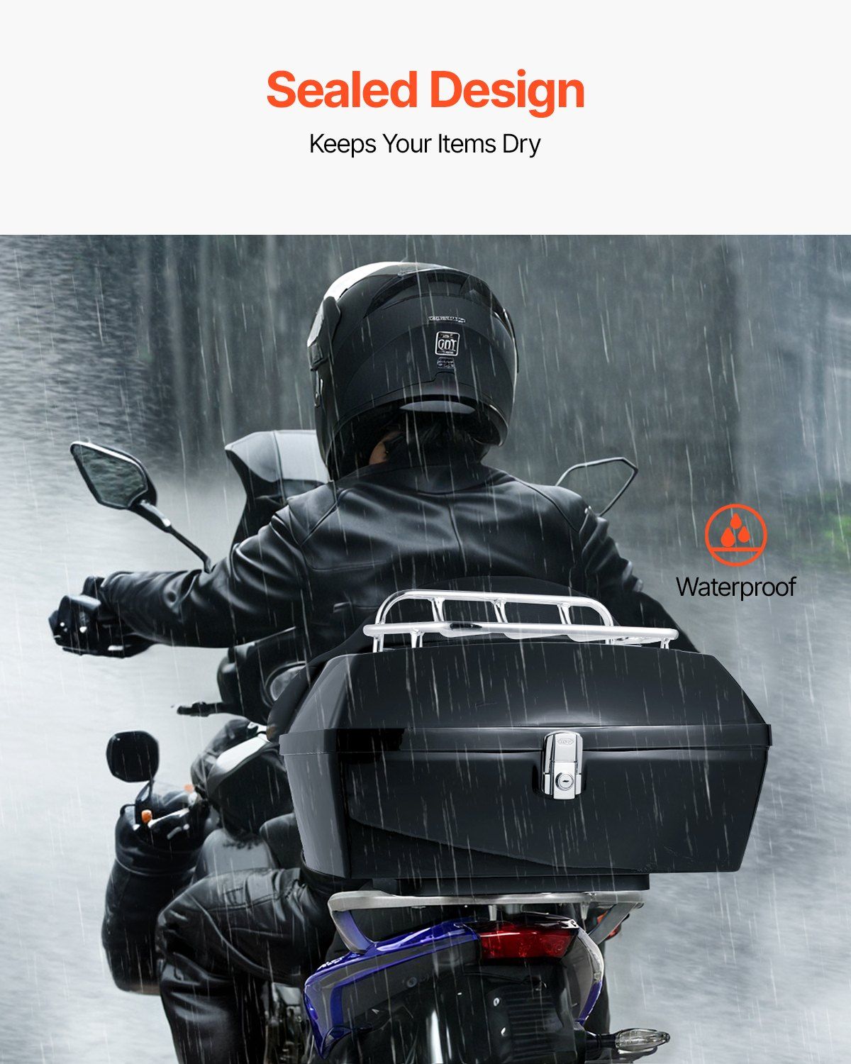 Motorcycle Top Case, Universal Durable PP Material Motorbike Tail Box with Reflective Panel, 48L Waterproof Detachable Motorcycle Top Box with Multi-Hole Base, Fit for 99% of Motorcycle Frames - Image 6
