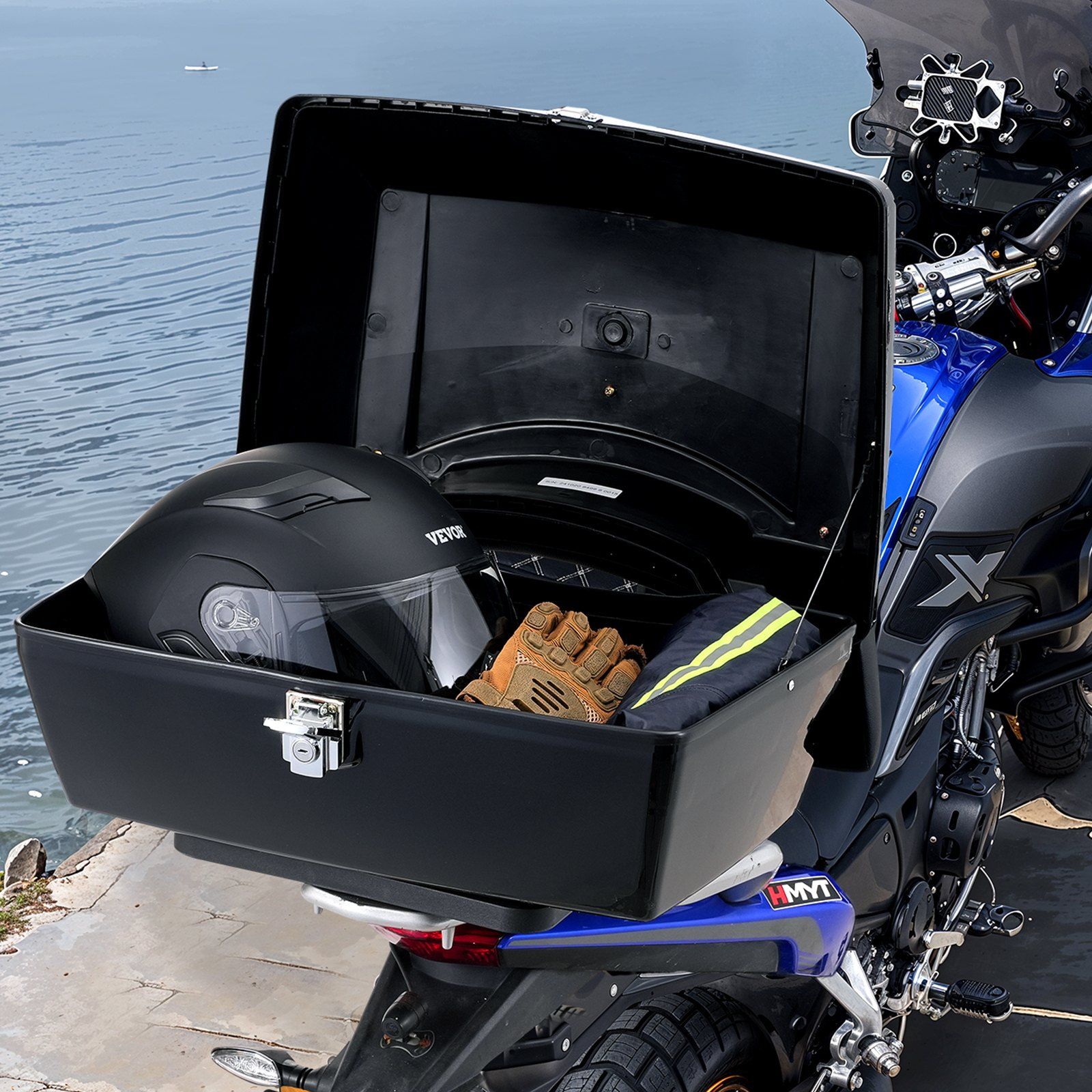 Motorcycle Top Case, Universal Durable PP Material Motorbike Tail Box with Reflective Panel, 48L Waterproof Detachable Motorcycle Top Box with Multi-Hole Base, Fit for 99% of Motorcycle Frames - Image 8