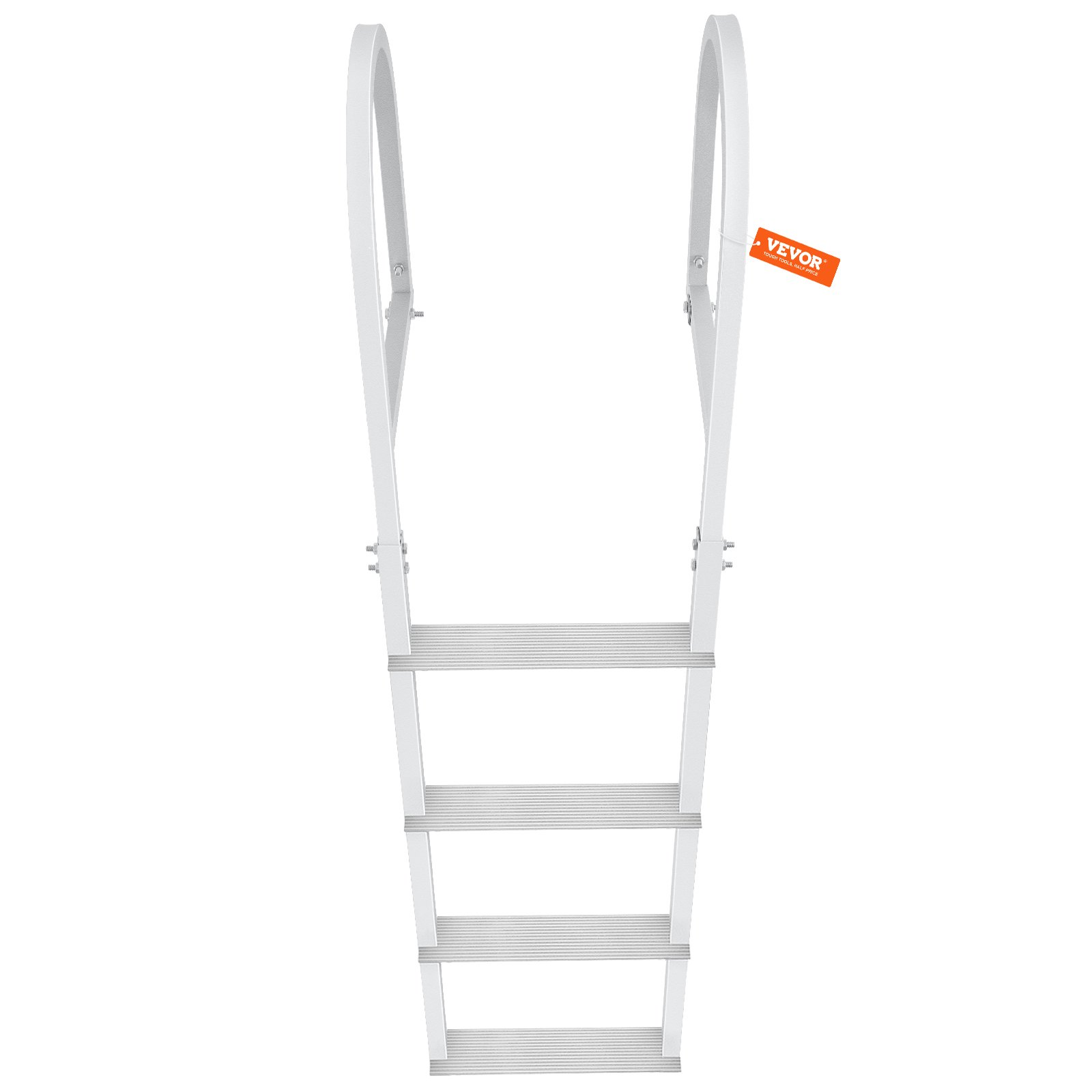 Dock Ladder, Removable 4 Steps, 500 lbs Load Capacity, Aluminum Alloy Pontoon Boat Ladder with 3.1'' Wide Step & Nonslip Rubber Mat, Easy to Install for Ship/Lake/Pool/Marine Boarding - Image 1