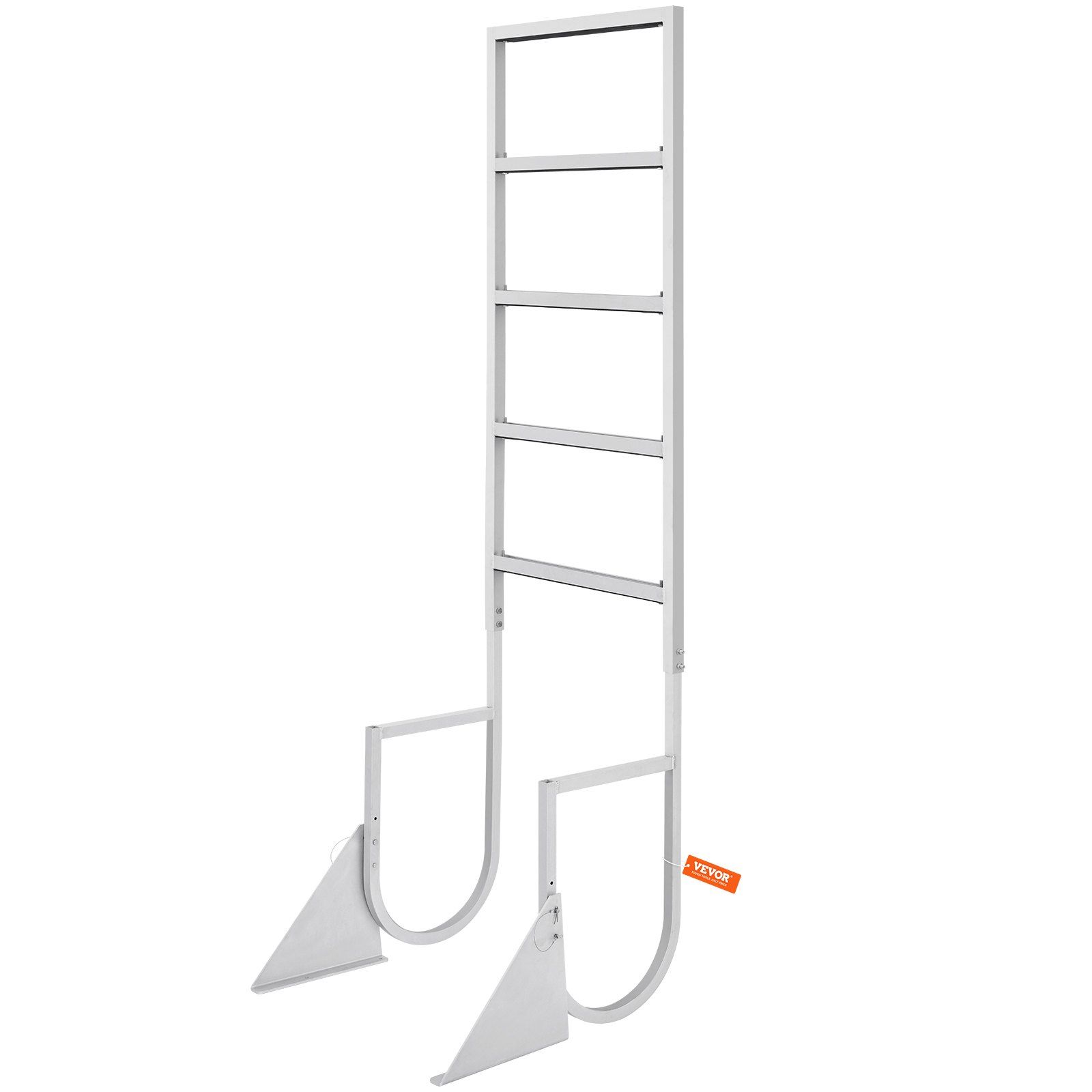 Dock Ladder, Flip-Up 5 Steps, 350 lbs Load Capacity, Aluminum Alloy Pontoon Boat Ladder with 2'' Wide Step & Nonslip Rubber Mat, Easy to Install for Ship/Lake/Pool/Marine Boarding - Image 1