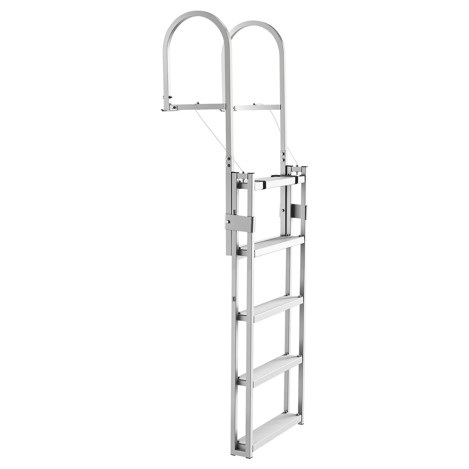 Retractable Dock Ladder, 5 Steps, Aluminum Alloy Pontoon Boat Swim Ladder, with Non-Slip Wide Steps, 159 kg Weight Capacity, Adjustable Height, for Lake Swimming, Pool, Boat, Marine Boarding - Image 1