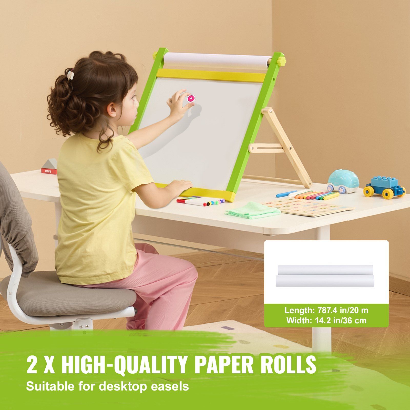 Easel Accessory Set, 32 PCS Kid's Art Easel Painting Kit Including Chalks, Dry-Erase Markers & Paper Rolls, Supplies Set for Tabletop Art Easel, Painting Accessories for Toddlers Boys and Girls - Image 3