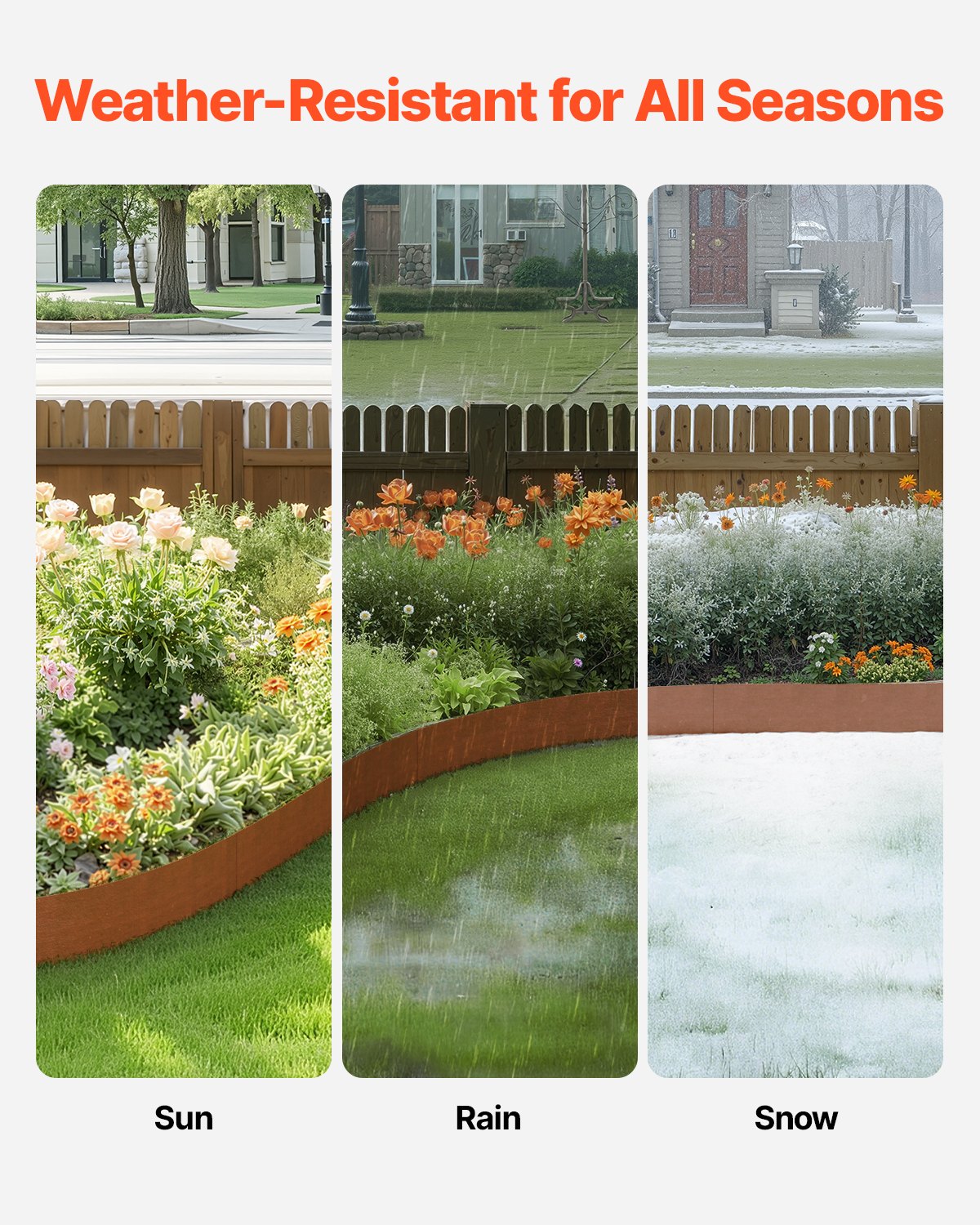 Steel Landscape Edging, 6 Packs 40 x 8 in Weather-Resistant & Pre-Rust Metal Landscape Edging, Bendable Garden Edging Border, Lawn Edging for Flower Bed Yard Pathway Divider - Image 3