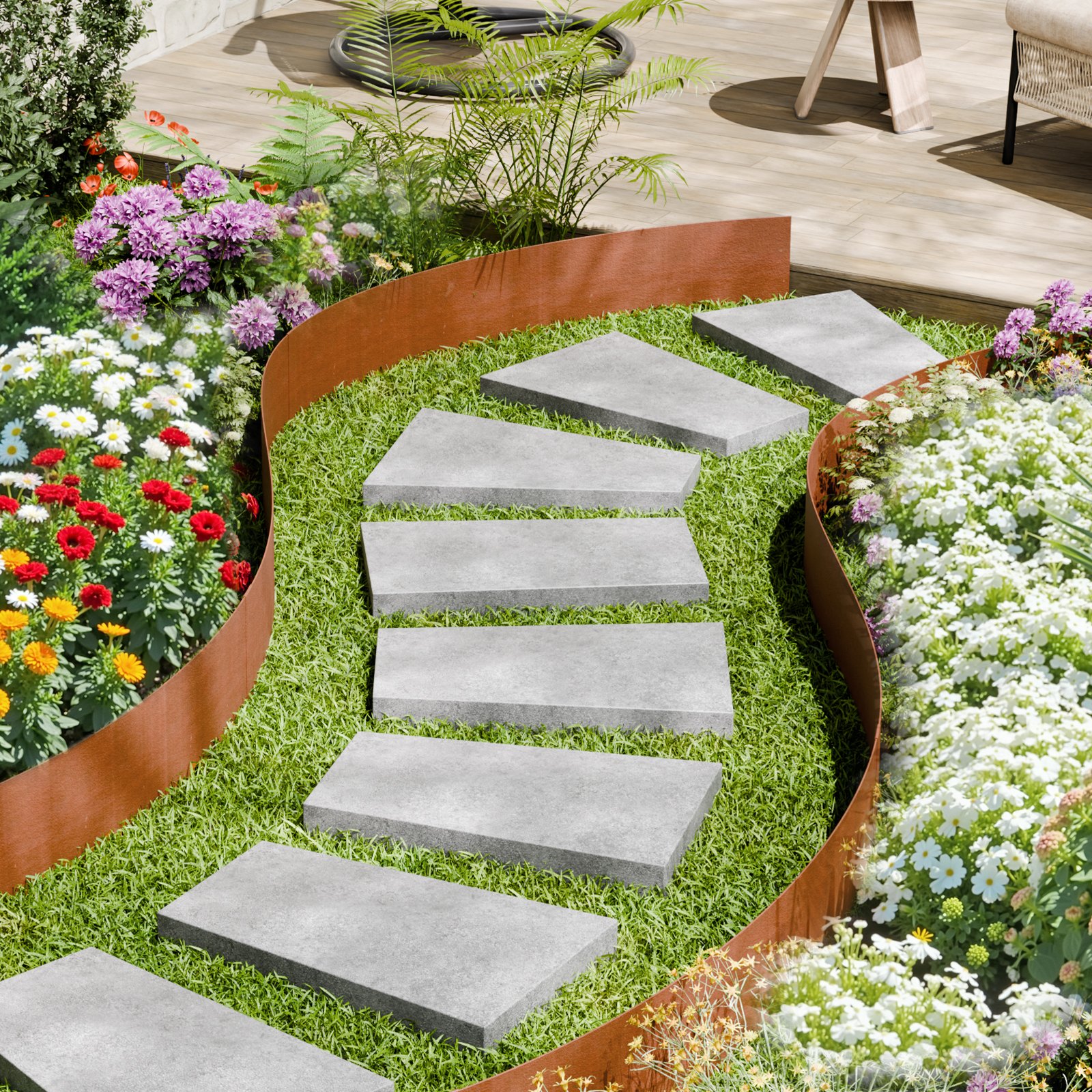 Steel Landscape Edging, 6 Packs 40 x 8 in Weather-Resistant & Pre-Rust Metal Landscape Edging, Bendable Garden Edging Border, Lawn Edging for Flower Bed Yard Pathway Divider - Image 8
