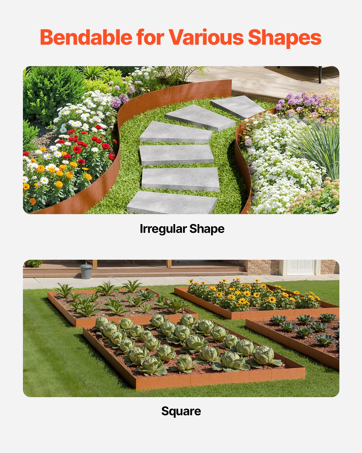 Steel Landscape Edging, 6 Packs 40 x 6 in Weather-Resistant & Pre-Rust Metal Landscape Edging, Bendable Garden Edging Border, Heavy Duty Lawn Edging, Flower Bed Yard Pathway Divider - Image 4