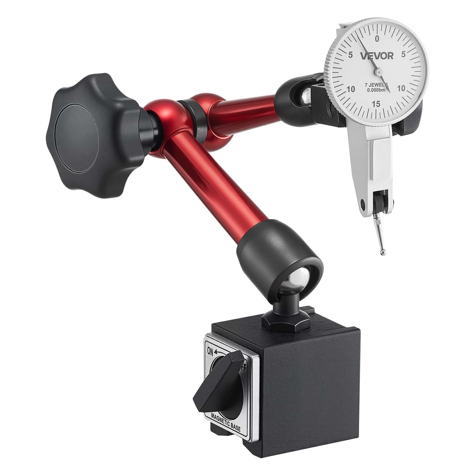 Dial Test Indicator with Universal Magnetic Base and Storage Case, 0.01 mm Accuracy, 0-0.76 mm Range, Micro Ball Handle for Narrow Area Measurement, Industrial Machining & Inspection - Image 1