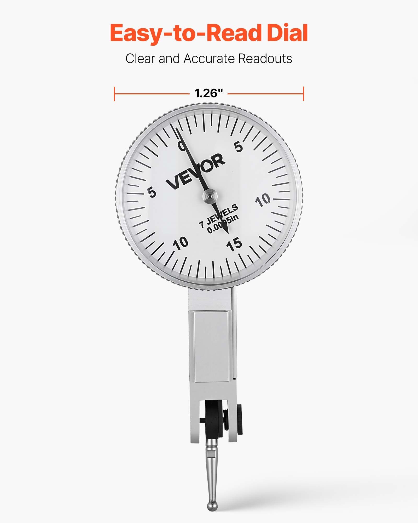 Dial Test Indicator with Universal Magnetic Base and Storage Case, 0.01 mm Accuracy, 0-0.76 mm Range, Micro Ball Handle for Narrow Area Measurement, Industrial Machining & Inspection - Image 5