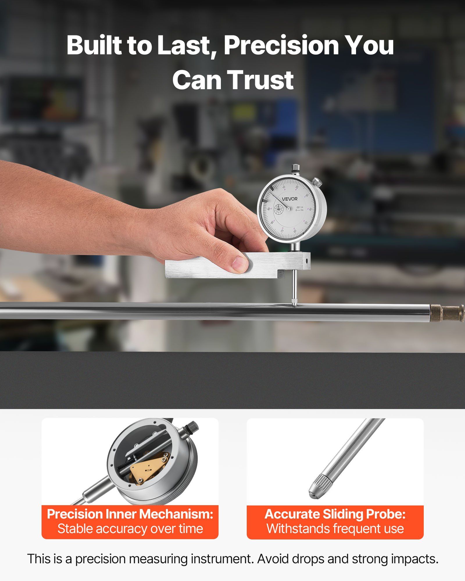 Dial Test Indicator with Metal Base, 0.03 mm Accuracy, 0-25.4mm Range, Easy to Read Large Dial, Professional for Narrow Area Measurement, Industrial Machining & Inspection, Precision Testing - Image 3