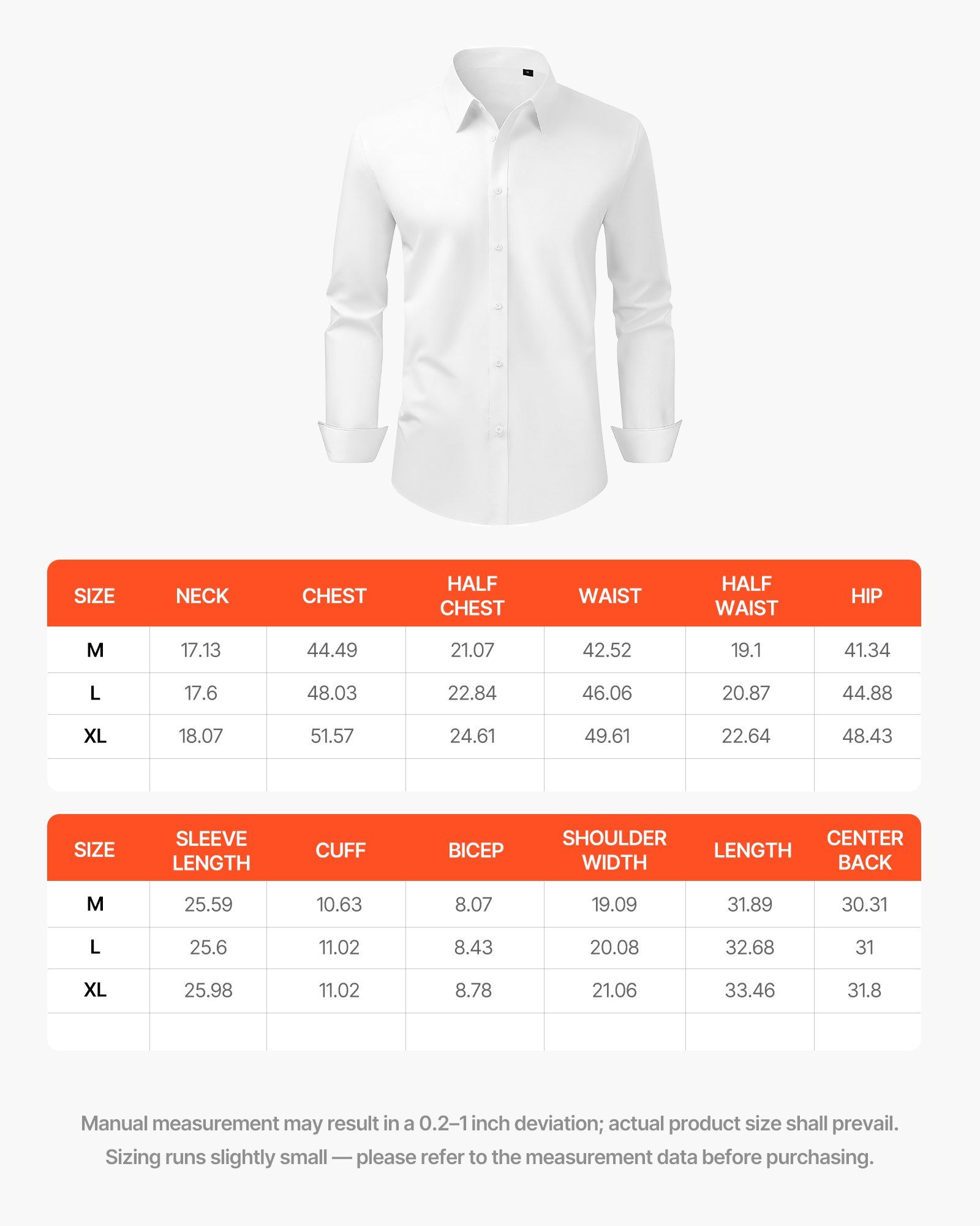 Men's Button Up Shirt, Mens Long Sleeve Wrinkle-free Button Down Dress Shirts, Slim Fit Soft Stretch Fabric for Business Casual or Formal, Work, Wedding, Dinner, White - Image 7