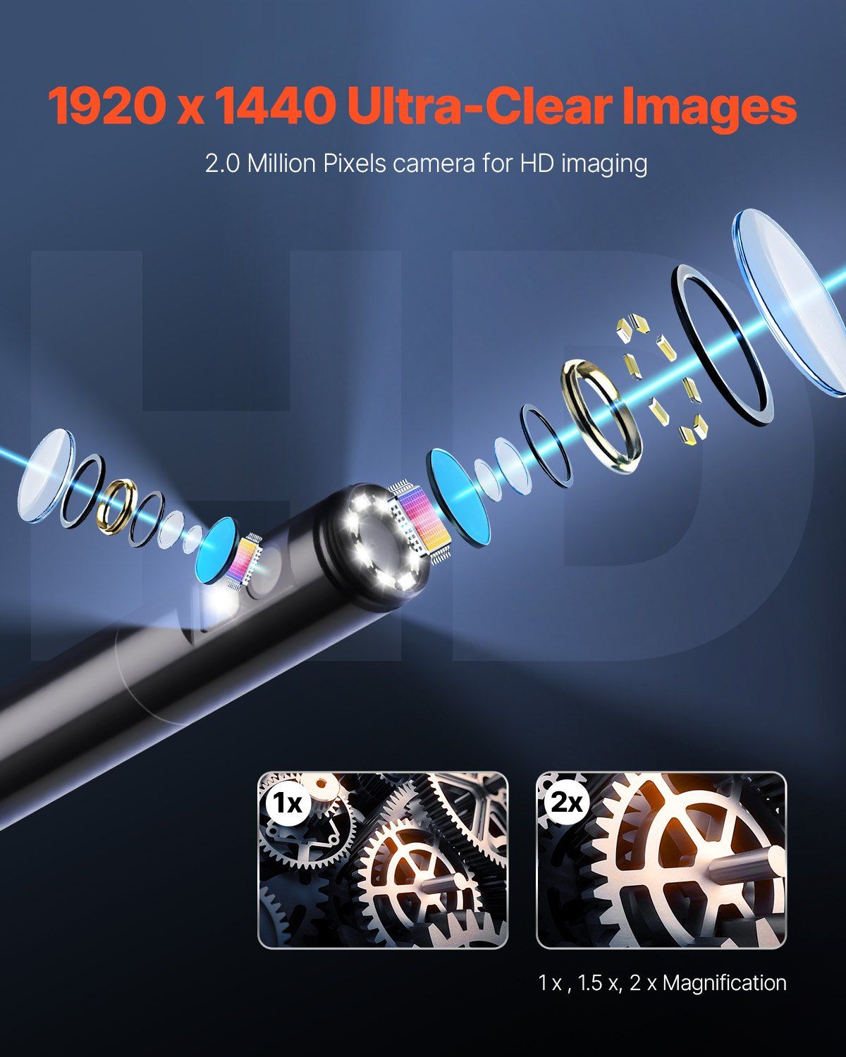 Endoscope Camera with Light, Dual Lens Borescope for Android & IOS, 1920P HD Inspection Camera with 8 + 1 LED Lights, 2X Zoom, 3m Snake Cable, IP67 Waterproof Snake Camera for Auto, Plumbing - Image 3