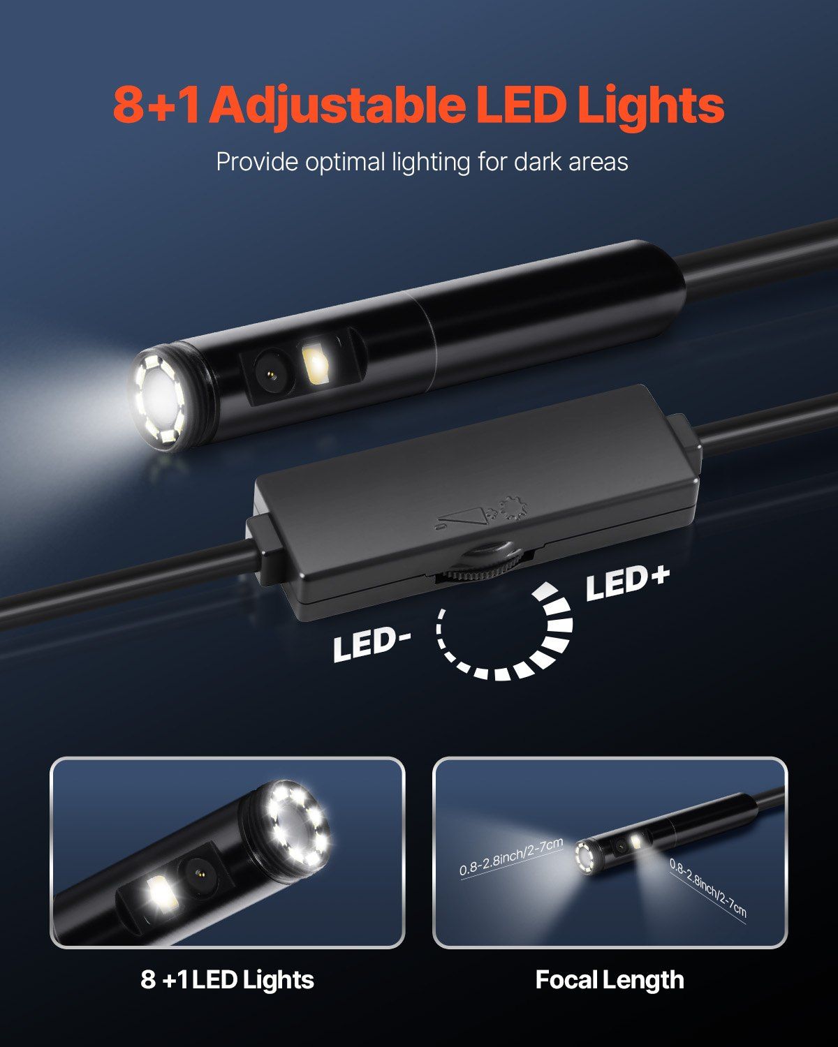 Endoscope Camera with Light, Dual Lens Borescope for Android & IOS, 1920P HD Inspection Camera with 8 + 1 LED Lights, 2X Zoom, 3m Snake Cable, IP67 Waterproof Snake Camera for Auto, Plumbing - Image 5