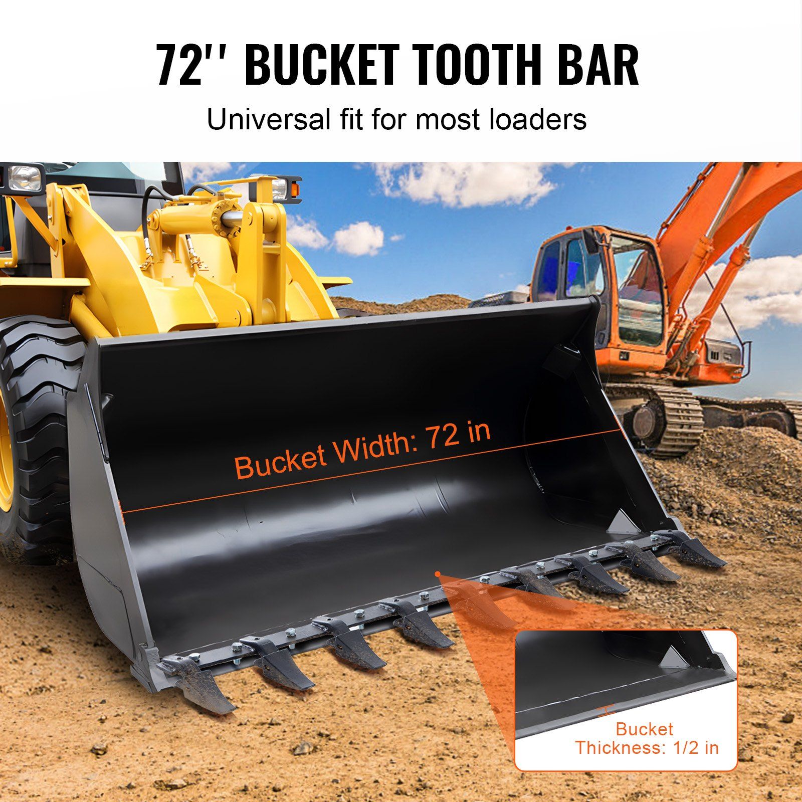 Bucket Tooth Bar, 1800mm, Heavy Duty Tractor Bucket 9 Teeth Bar for Loader Tractor Skidsteer, 2000 kg Load-Bearing Capacity Bolt On Design, for Efficient Soil Excavation and Bucket Protection - Image 5