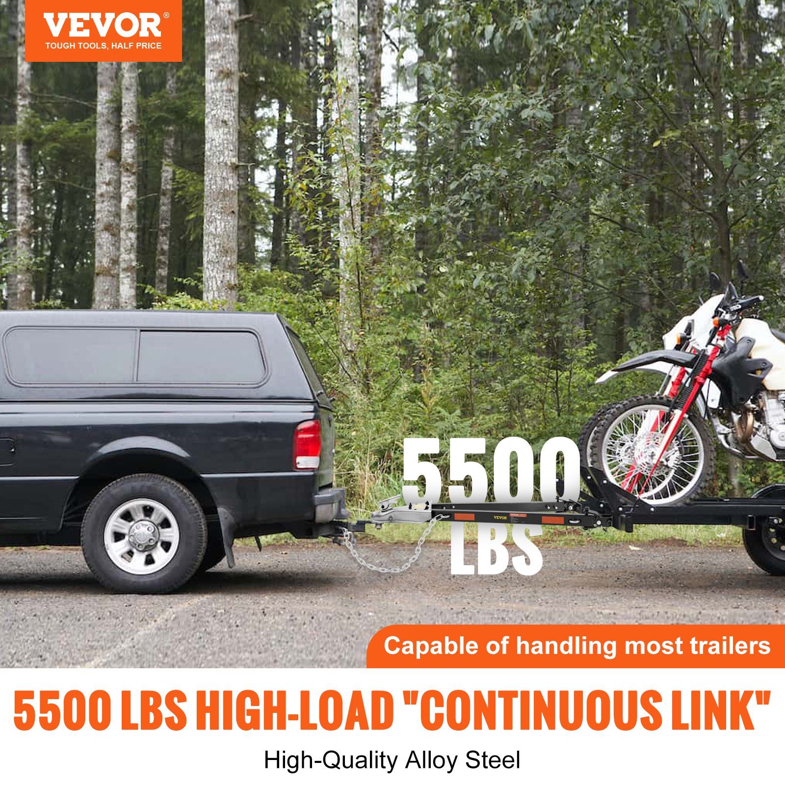 Tow Bar, 2495 kg Towing Capacity with Chains, Powder-Coating Alloy Steel Bumper-Mounted Universal Towing Bar, Coupler Fits 5cm Ball Hitch, 100 cm Opening Width, for RV Car Trailer Truck - Image 2