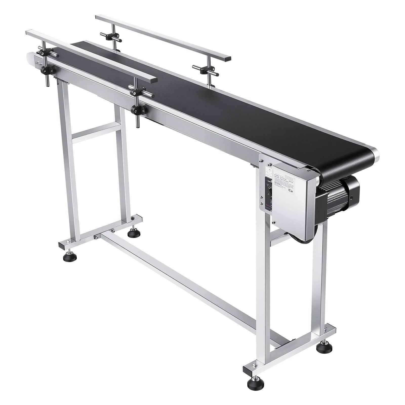 Belt Conveyor, 1498.6 x 198.1 mm Conveyor Table Heavy Duty Stainless Steel Motorized Belt Conveyor for Inkjet Coding Applications Powered PVC Belt Anti-Static Adjustable Speed (Double Guardrail) - Image 1