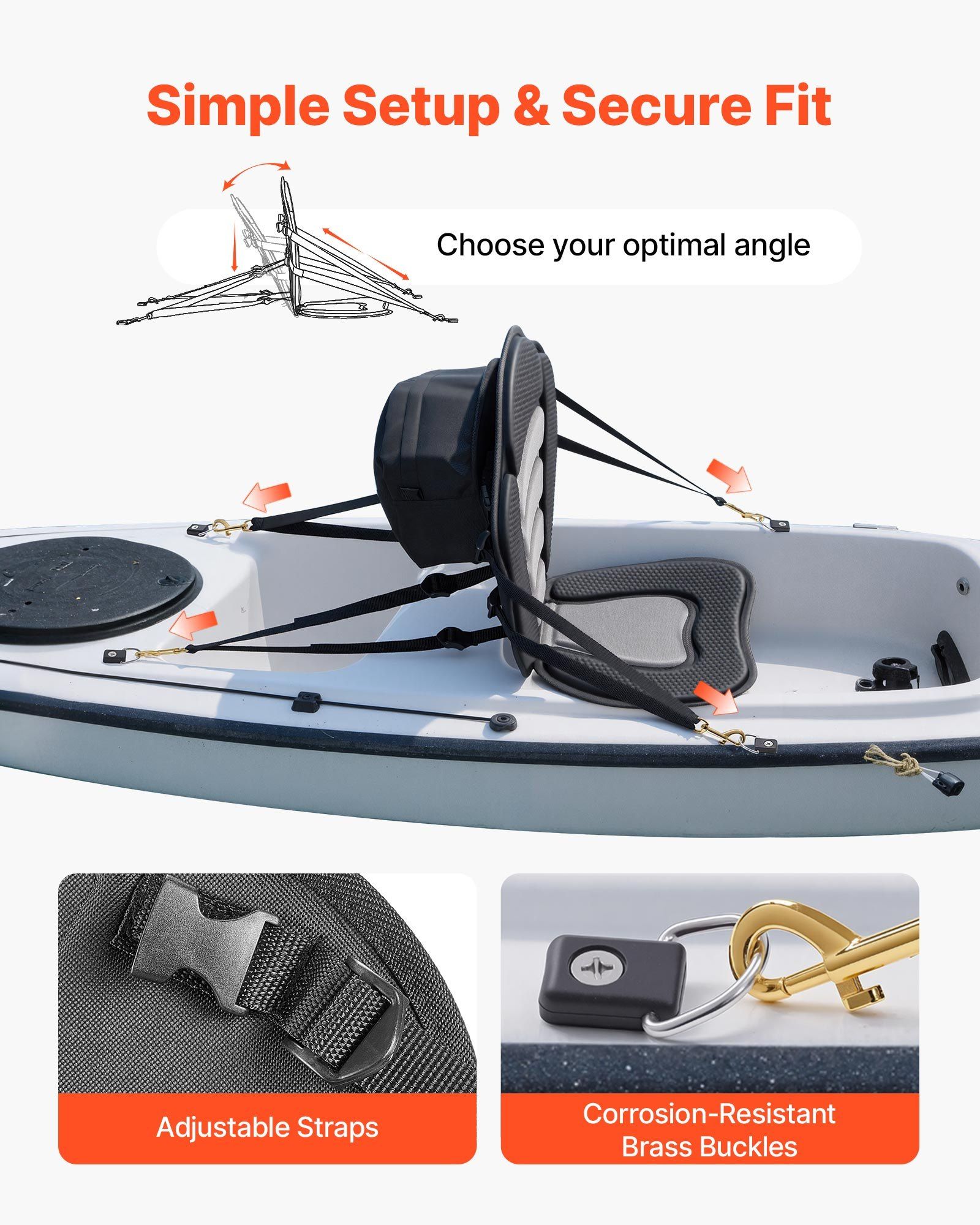 Kayak Seat, 1 Pack 12 mm Thick, Universal Paddle Board Seat with Back Support, Sit-on-Top Soft Padded Cushion with Storage Bag & Adjustable Straps for SUP, Canoe, Fishing Boat, Inflatable Kayak - Image 4