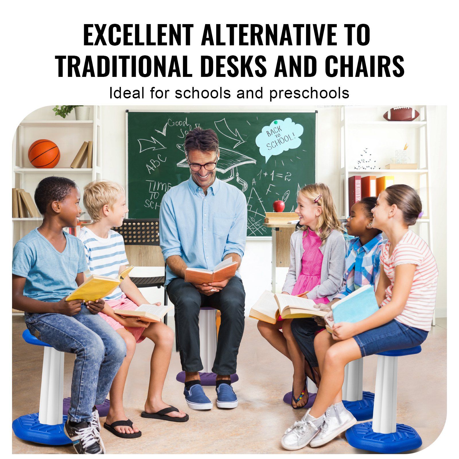 Kids Wobble Chair, Active Chair with Sponge Cushion, Wobble Stool Improves Focus, Posture and Calm Children, Ideal for Schools and Home, Age 7-14, Blue - Image 6