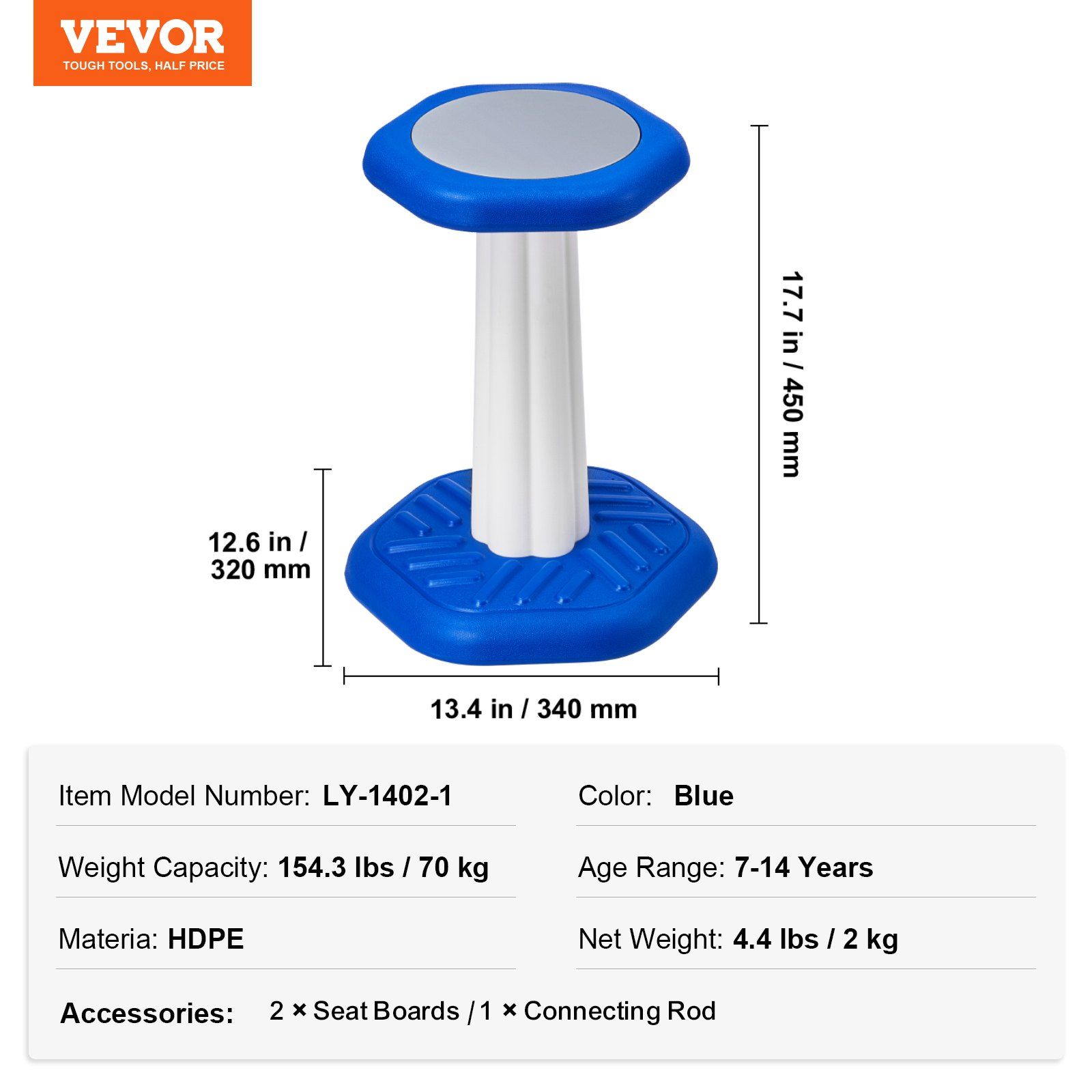 Kids Wobble Chair, Active Chair with Sponge Cushion, Wobble Stool Improves Focus, Posture and Calm Children, Ideal for Schools and Home, Age 7-14, Blue - Image 7
