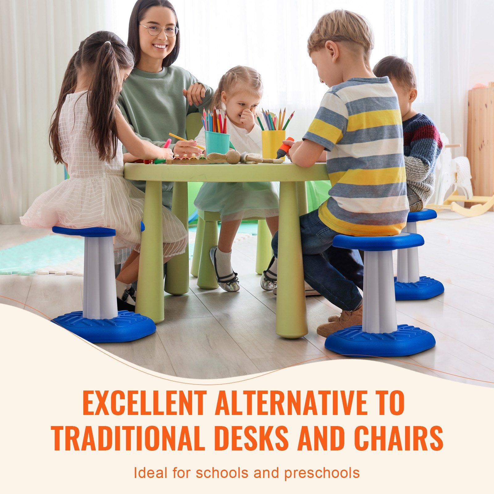 Kids Wobble Chair, Active Chair with Sponge Cushion, Wobble Stool Improves Focus, Posture and Calm Children, Ideal for Schools and Preschools, Age 3-7, Blue - Image 6